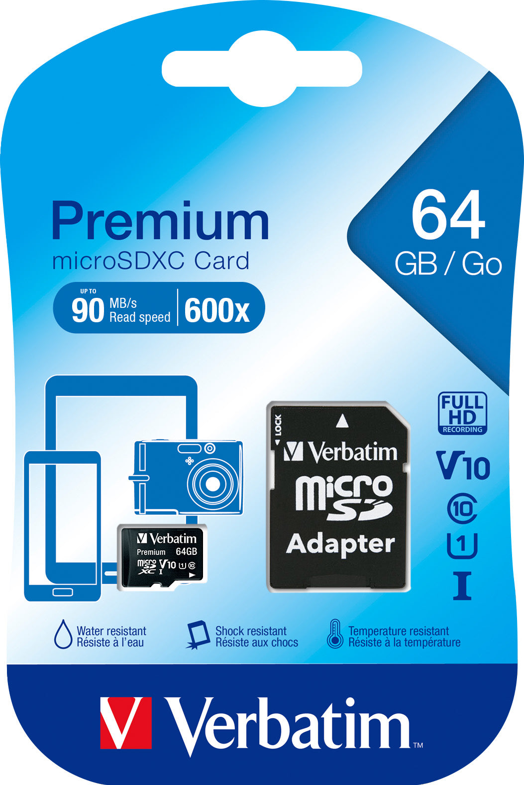VERBATIM microSDXC Card 64GB, Premium, Class 10, U1