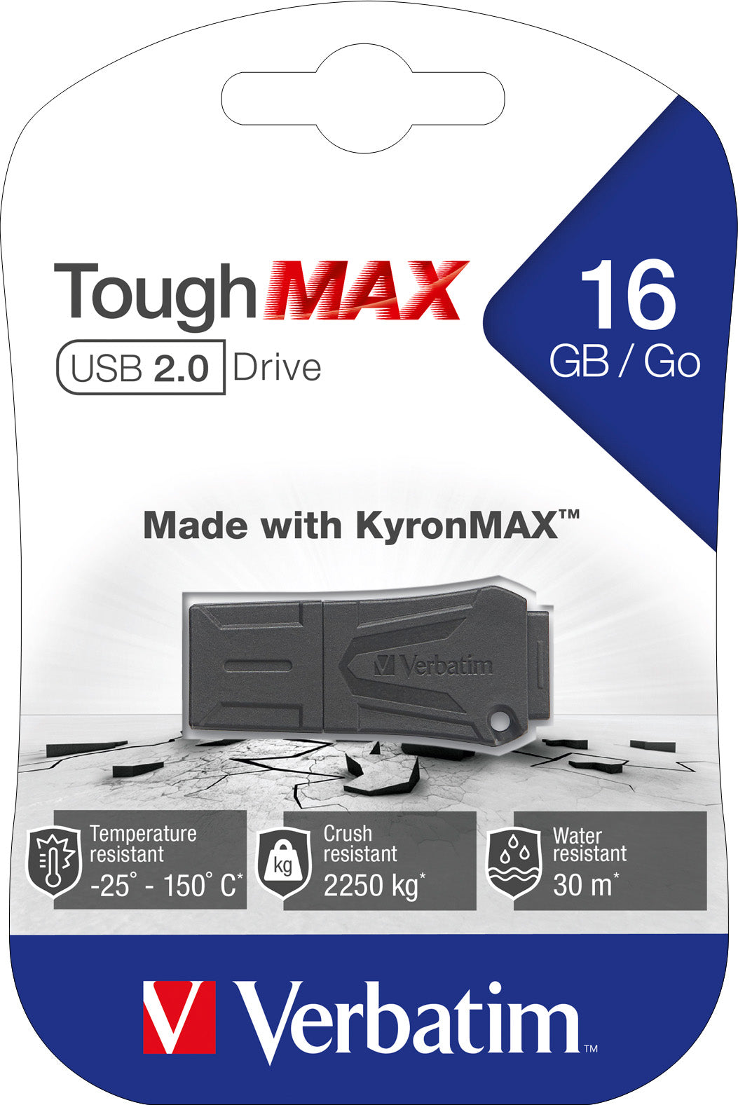 VERBATIM USB 2.0 Stick 16GB, ToughMAX, schwarz
