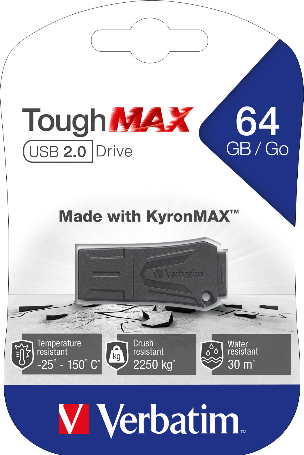 VERBATIM USB 2.0 Stick 64GB, ToughMAX, schwarz