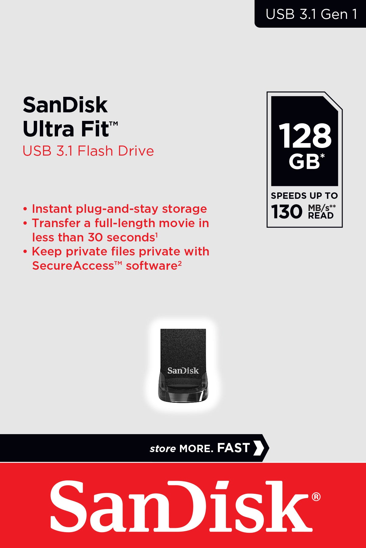 SANDISK USB 3.1 Stick 128GB, Ultra Fit