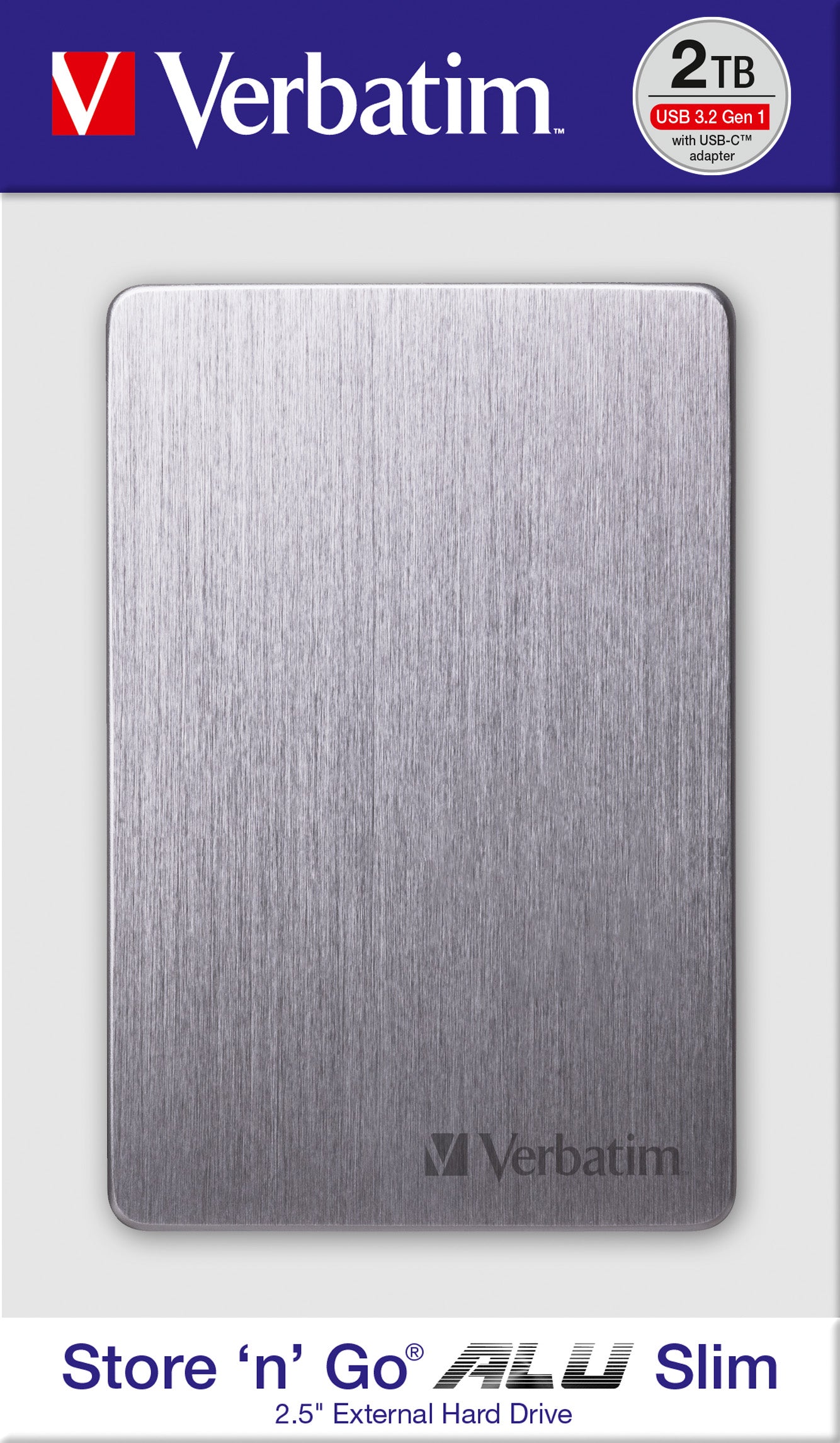 VERBATIM Festplatte 2TB USB 3.2, A-C, 6.35cm (2.5''), grau