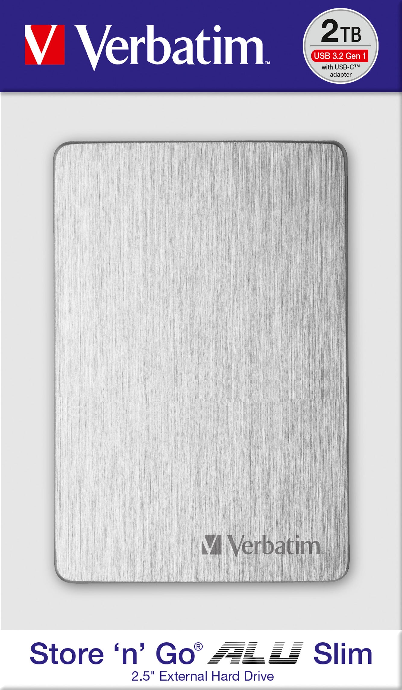VERBATIM Festplatte 2TB USB 3.2, A-C, 6.35cm (2.5''), silber