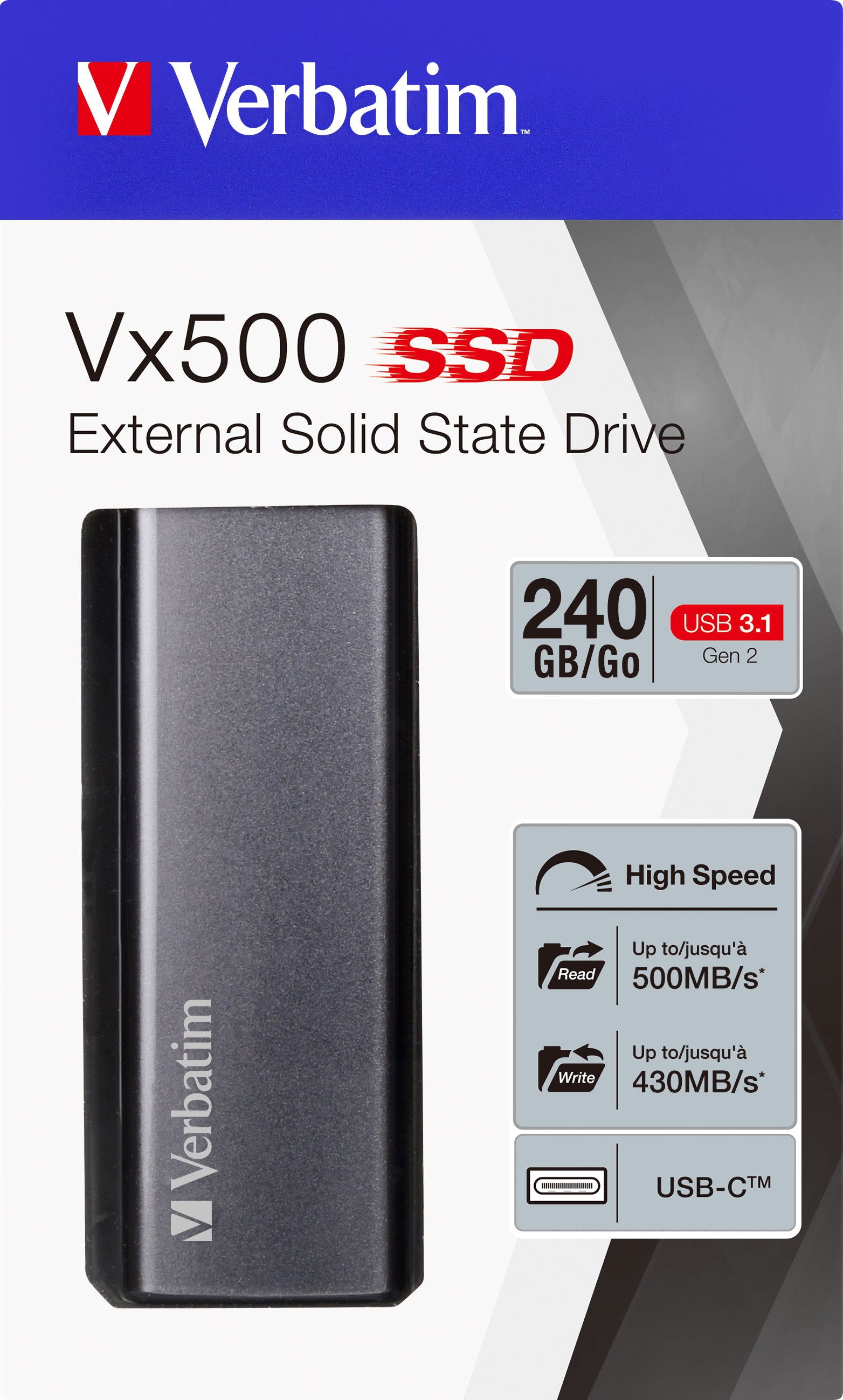 VERBATIM SSD 240GB, USB 3.2, Typ A-C, Vx500
