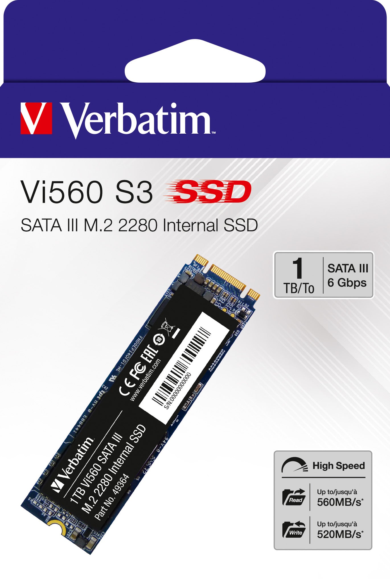 VERBATIM SSD 1TB, SATA-III, M.2 2280, Vi560 S3
