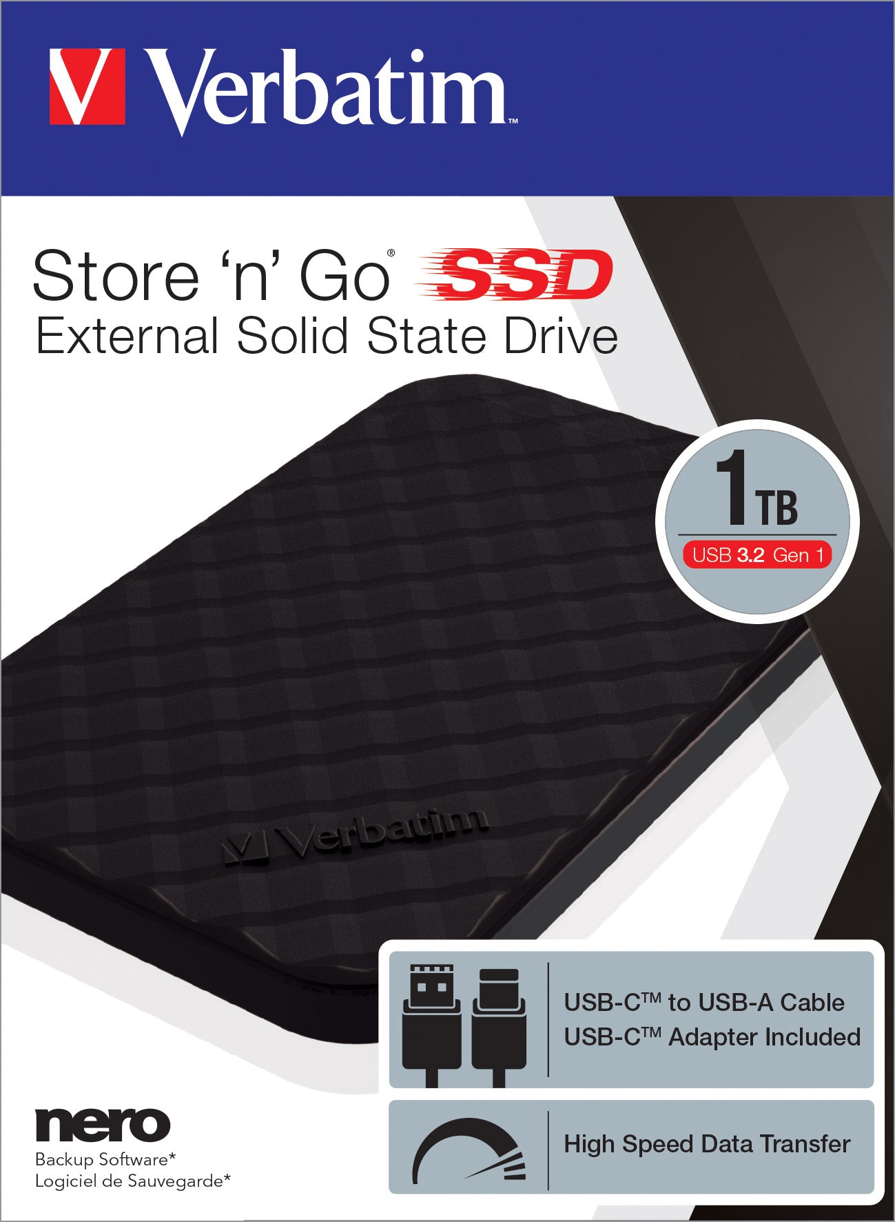 VERBATIM SSD 1TB, USB 3.2, Typ A-C, 6.35cm (2.5'')