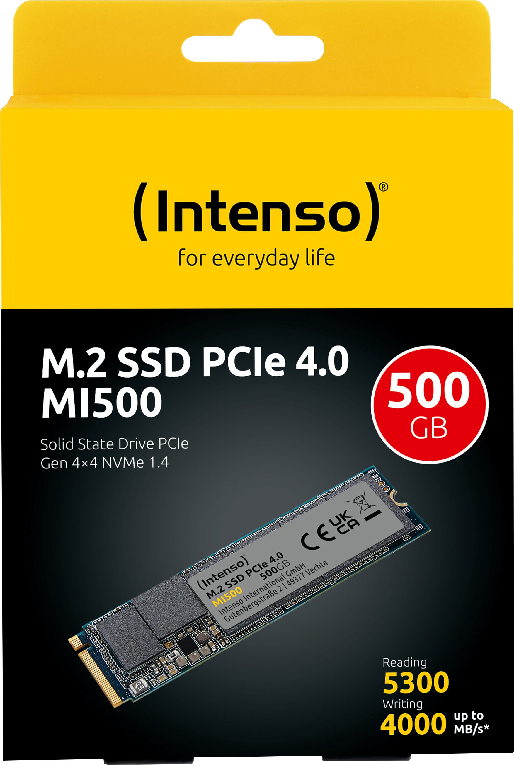 INTENSO SSD 500GB, PCIe 4.0, M.2, NVMe, MI500