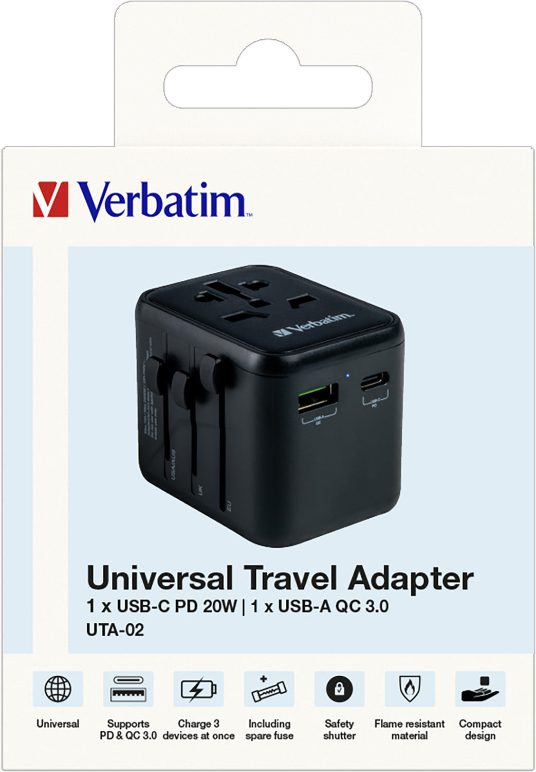 VERBATIM Ladeadapter, Universal Travel, UTA-02, 20W