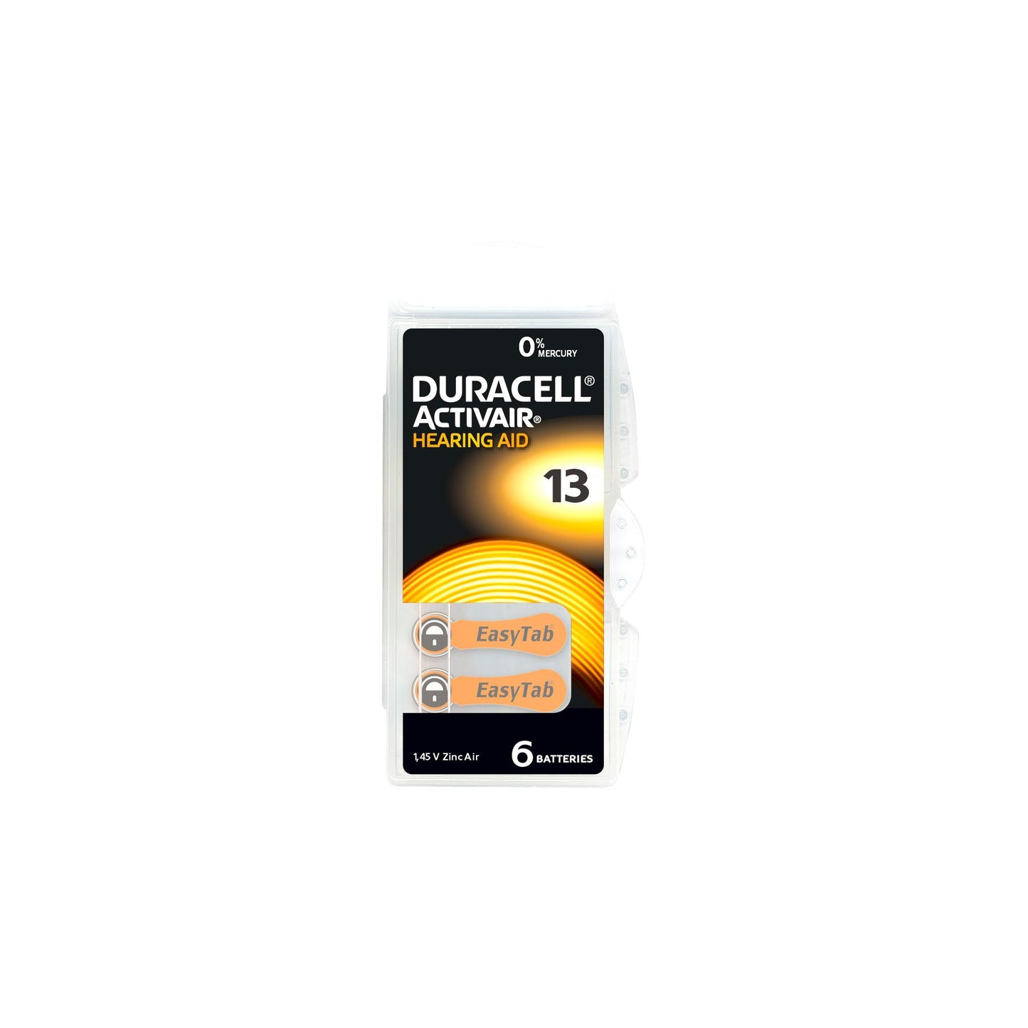 DURACELL Batterie Zinc Air 13, 1.45V Activair, Retail Blister (6-Pack)