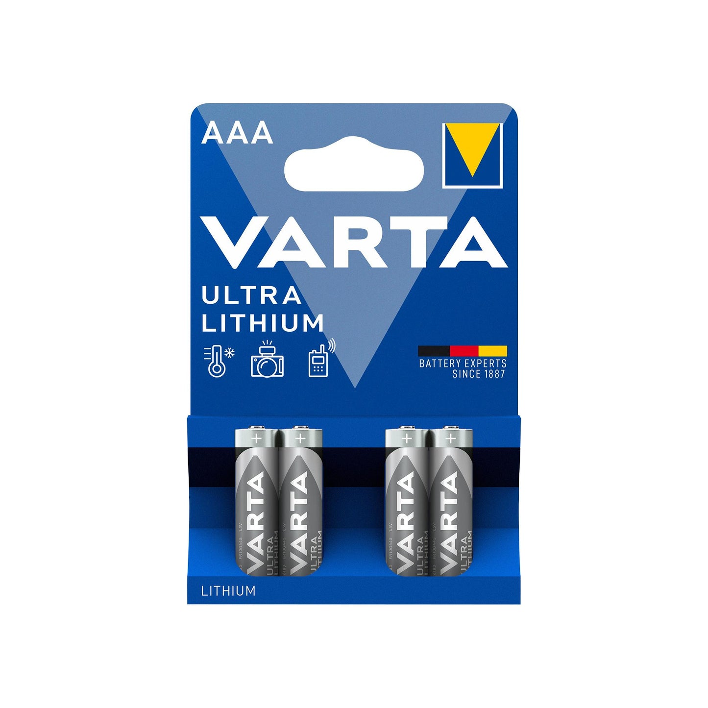 VARTA Batterie Lithium Micro AAA FR03, 1.5V Ultra Lithium, Professional, Retail Blister (4-Pack)