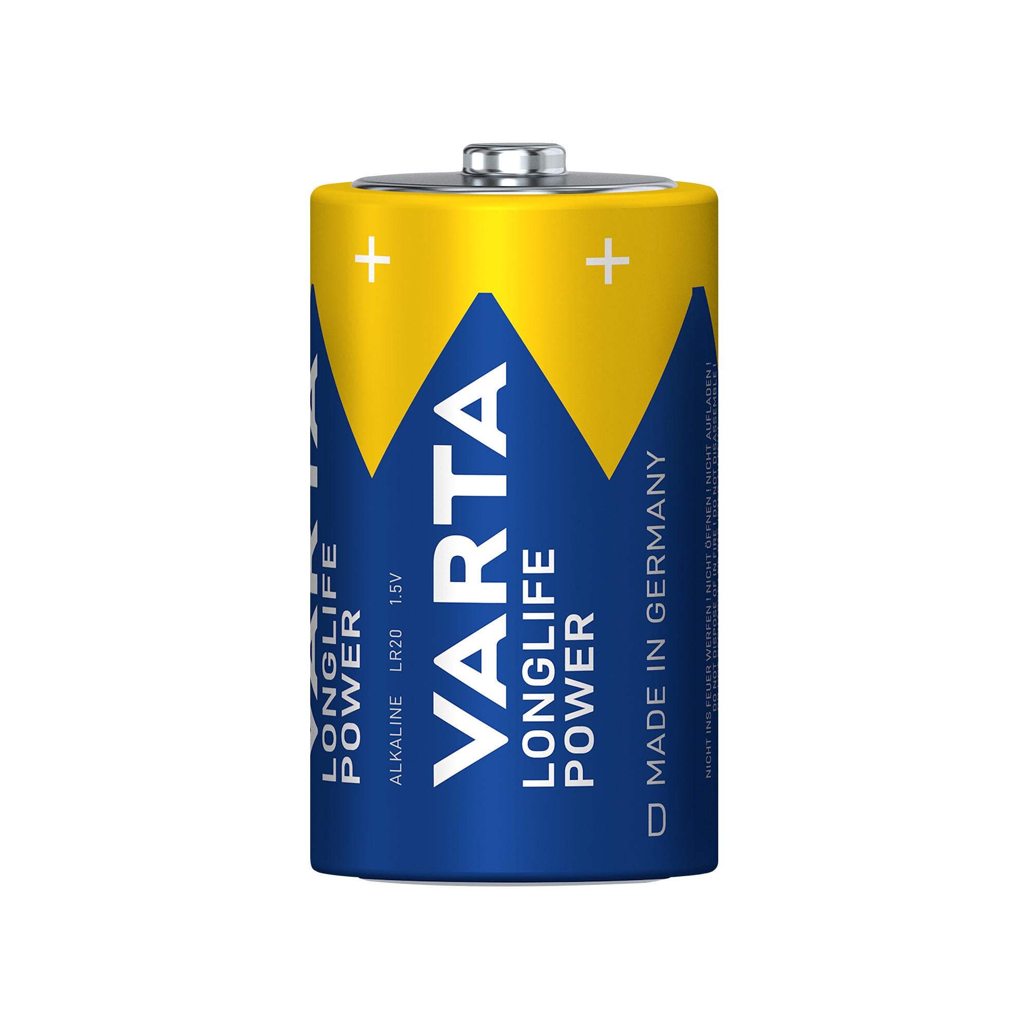 VARTA Batterie Alkaline Mono D LR20, 1.5V Longlife Power, Bulk (1-Pack)