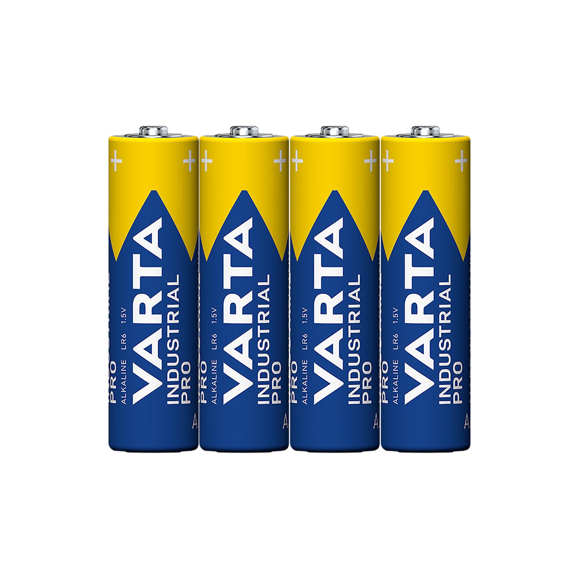 VARTA Batterie Alkaline Mignon AA LR06, 1.5V Industrial Pro, Shrinkwrap (4-Pack)