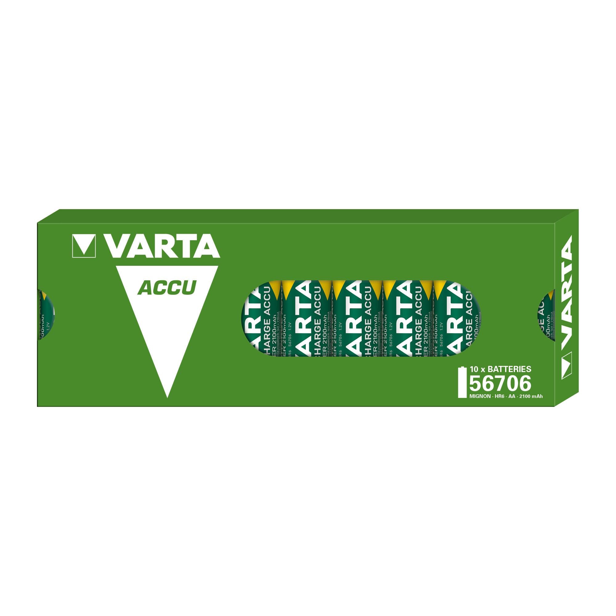 VARTA NiMH AA Mignon HR06 Akku - 1.2V/2100mAh Accu Power Pre-charged Retail Box (10-Pack)