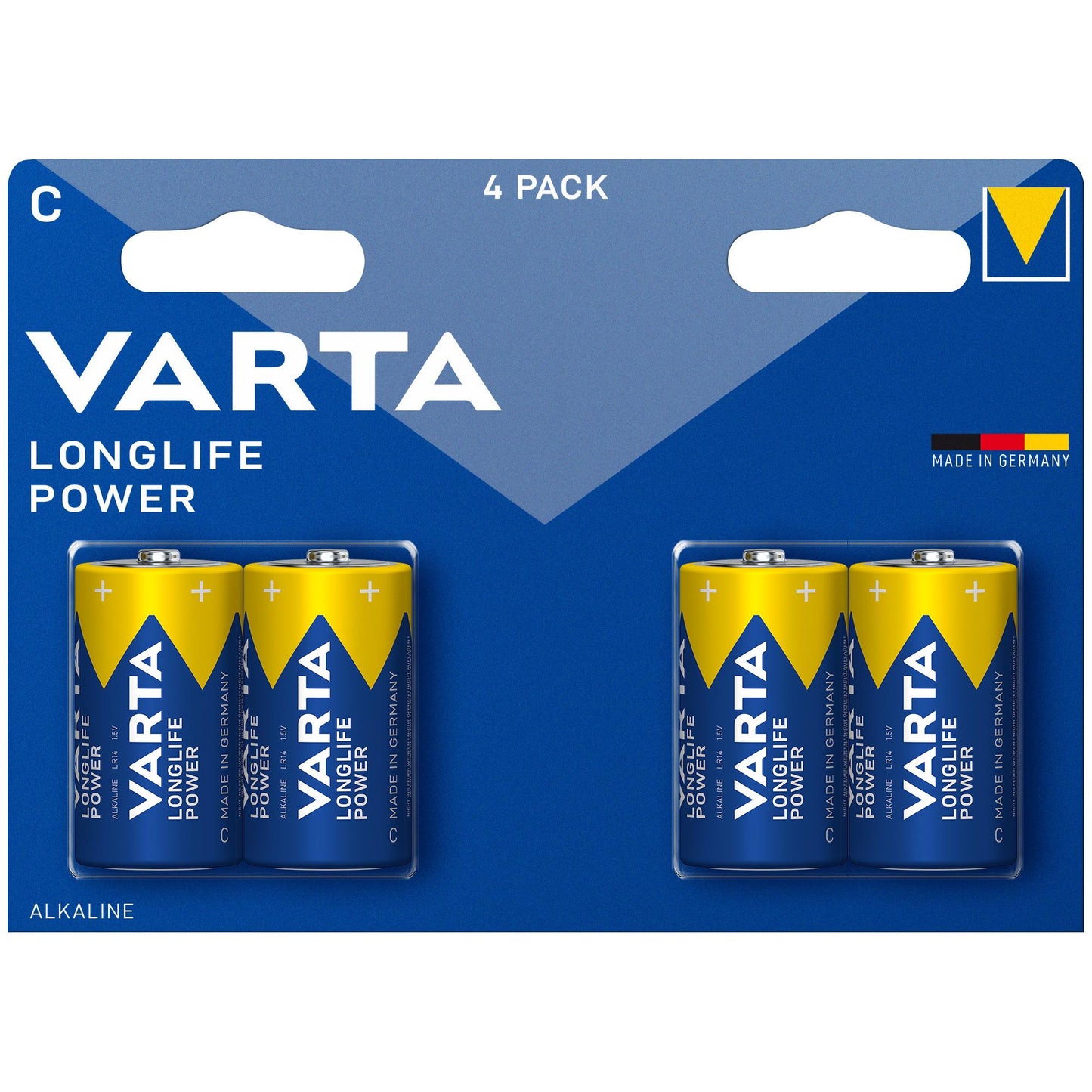 VARTA Batterie Alkaline Baby C LR14, 1.5V Longlife Power, Retail Blister (4-Pack)