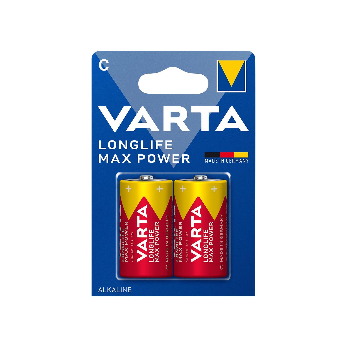 VARTA Batterie Alkaline Baby C LR14, 1.5V Longlife Max Power, Retail Blister (2-Pack)