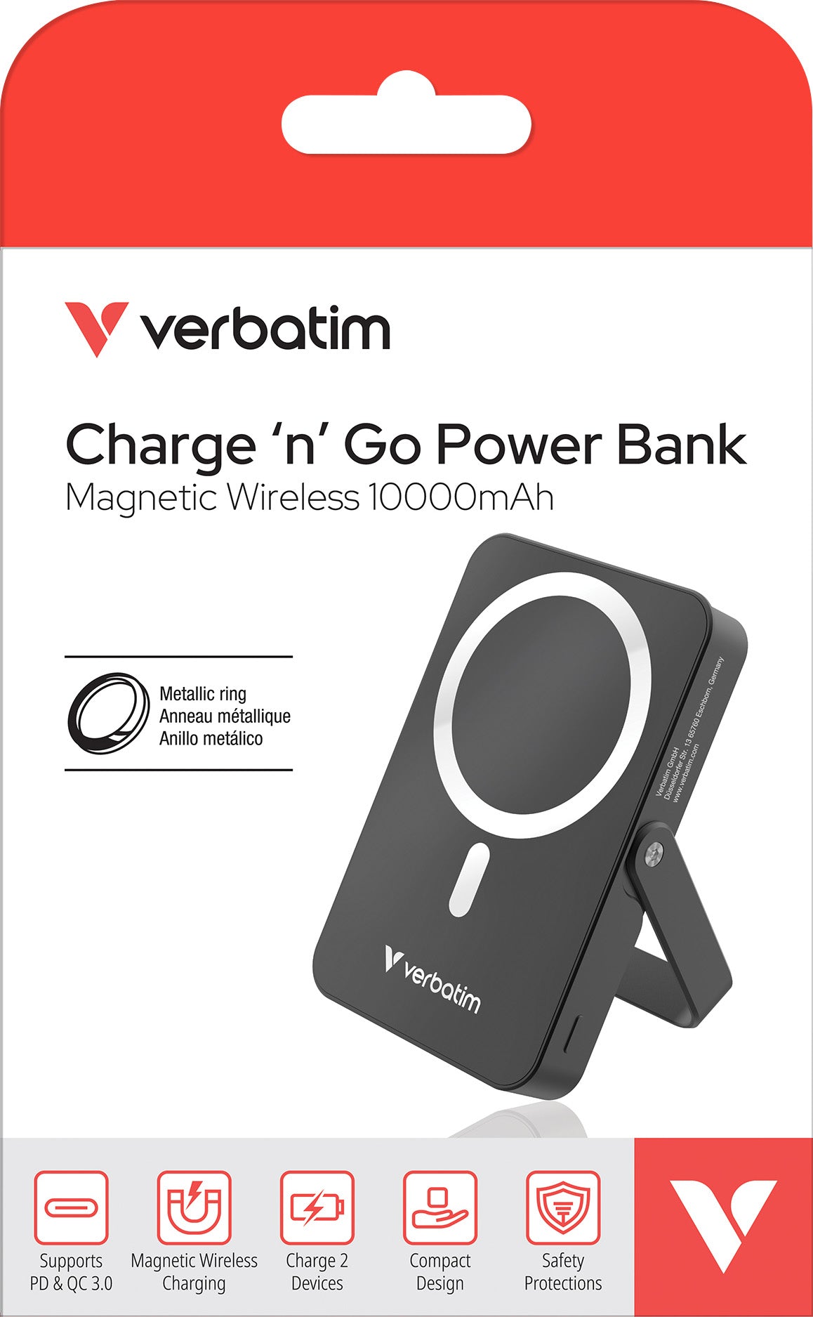 VERBATIM Akku Powerbank, 10.000mAh, Charge´n´Go, schwarz