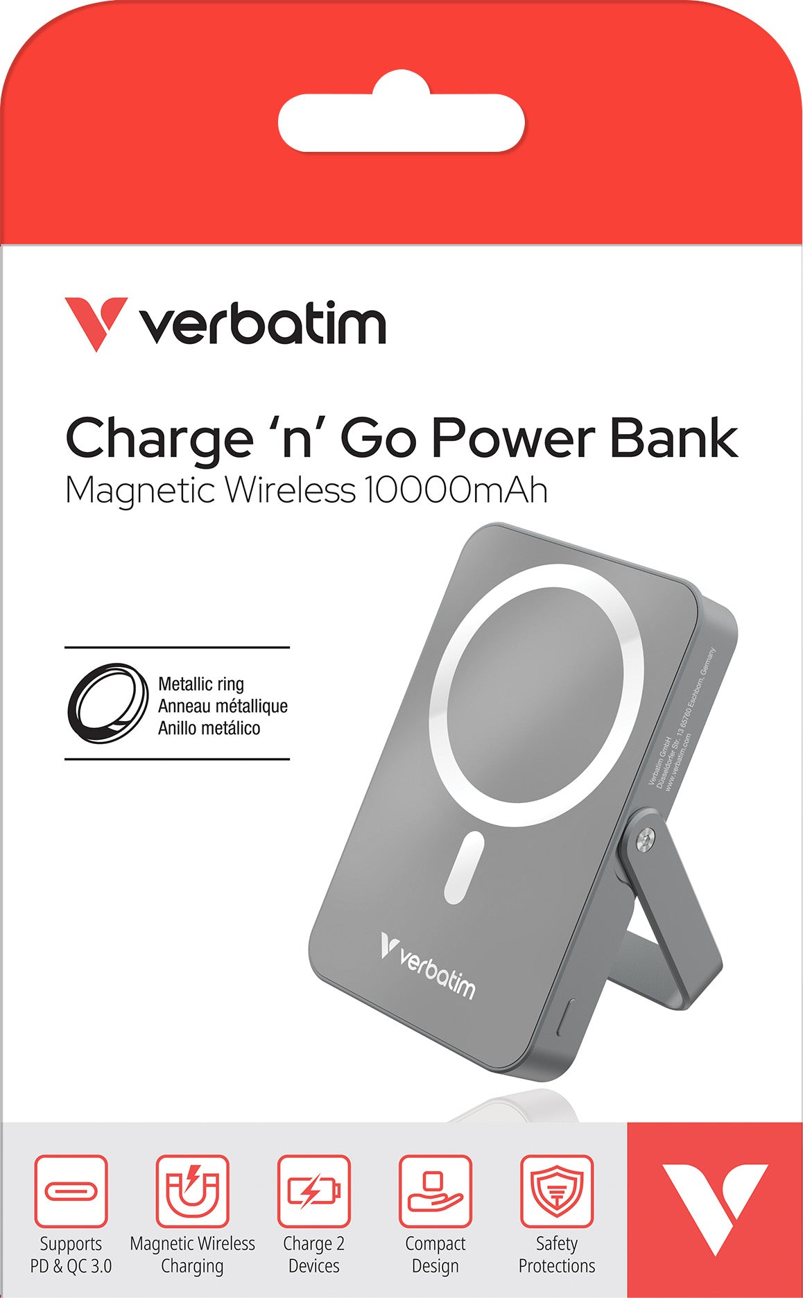 VERBATIM Akku Powerbank, 10.000mAh, Charge´n´Go, grau