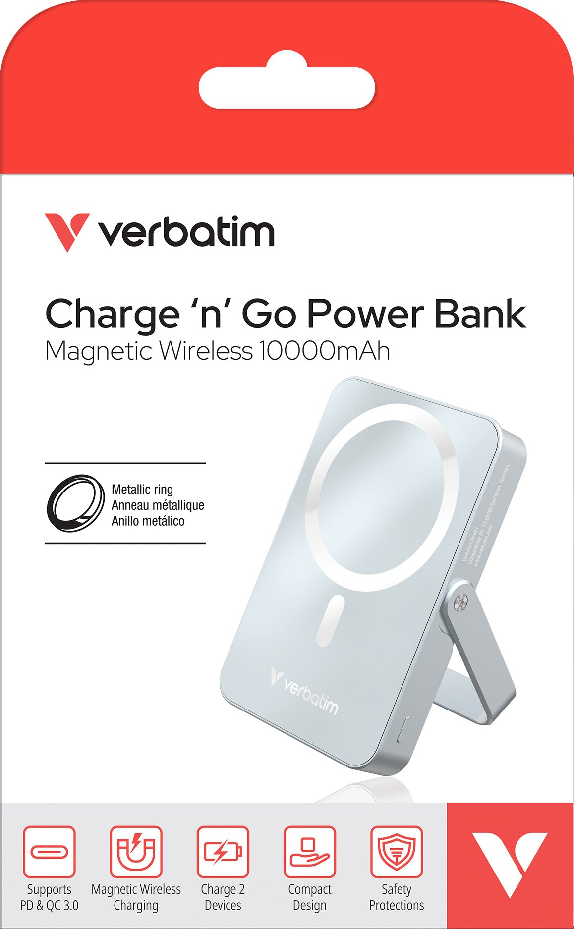 VERBATIM Akku Powerbank, 10.000mAh, Charge´n´Go, blau