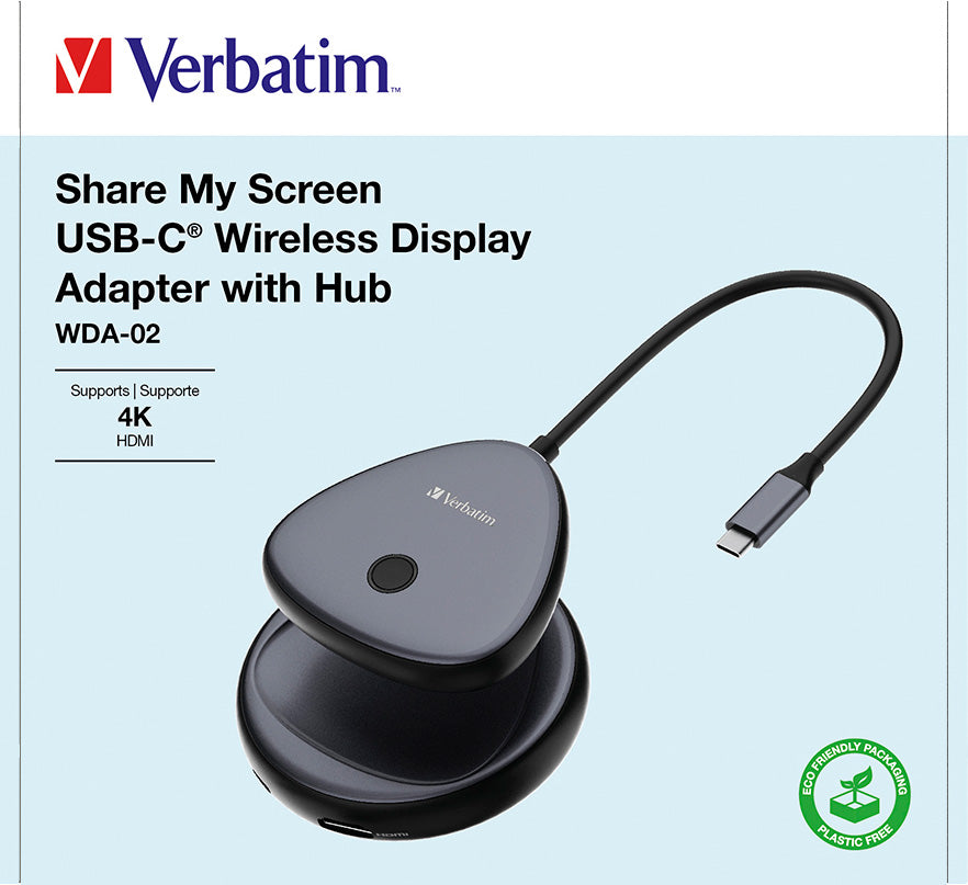 VERBATIM Wireless Adapter, Share My Screen, USB-C, HDMI 4K