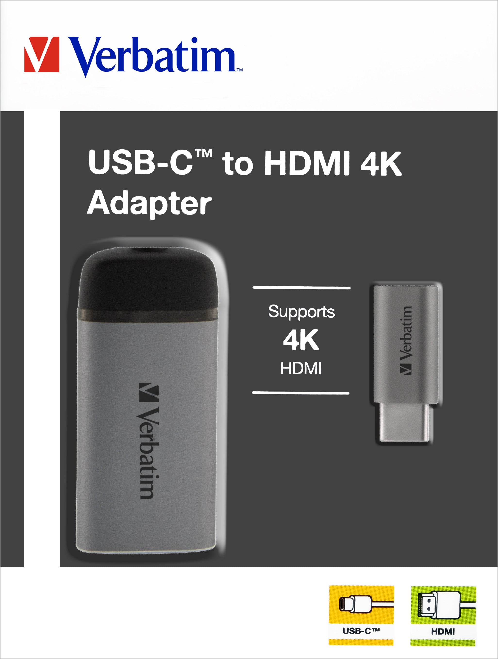 VERBATIM Adapter, USB 3.1-C, HDMI 4K, silber