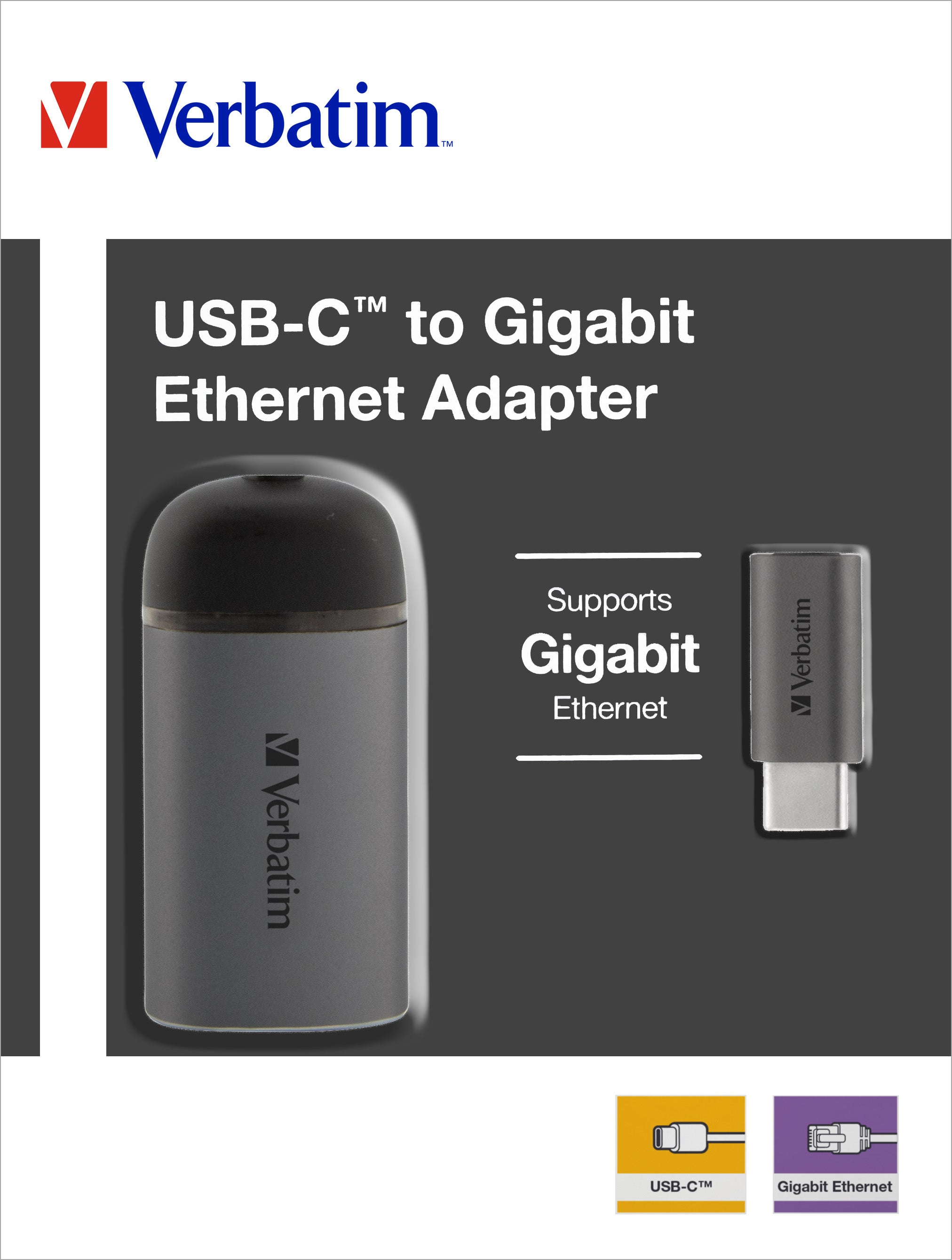 VERBATIM Adapter, USB 3.1-C, RJ45 Gigabit, silber