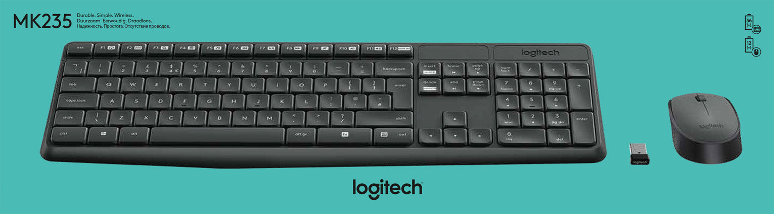LOGITECH Tastatur-Maus Set MK235, Wireless, anthrazit