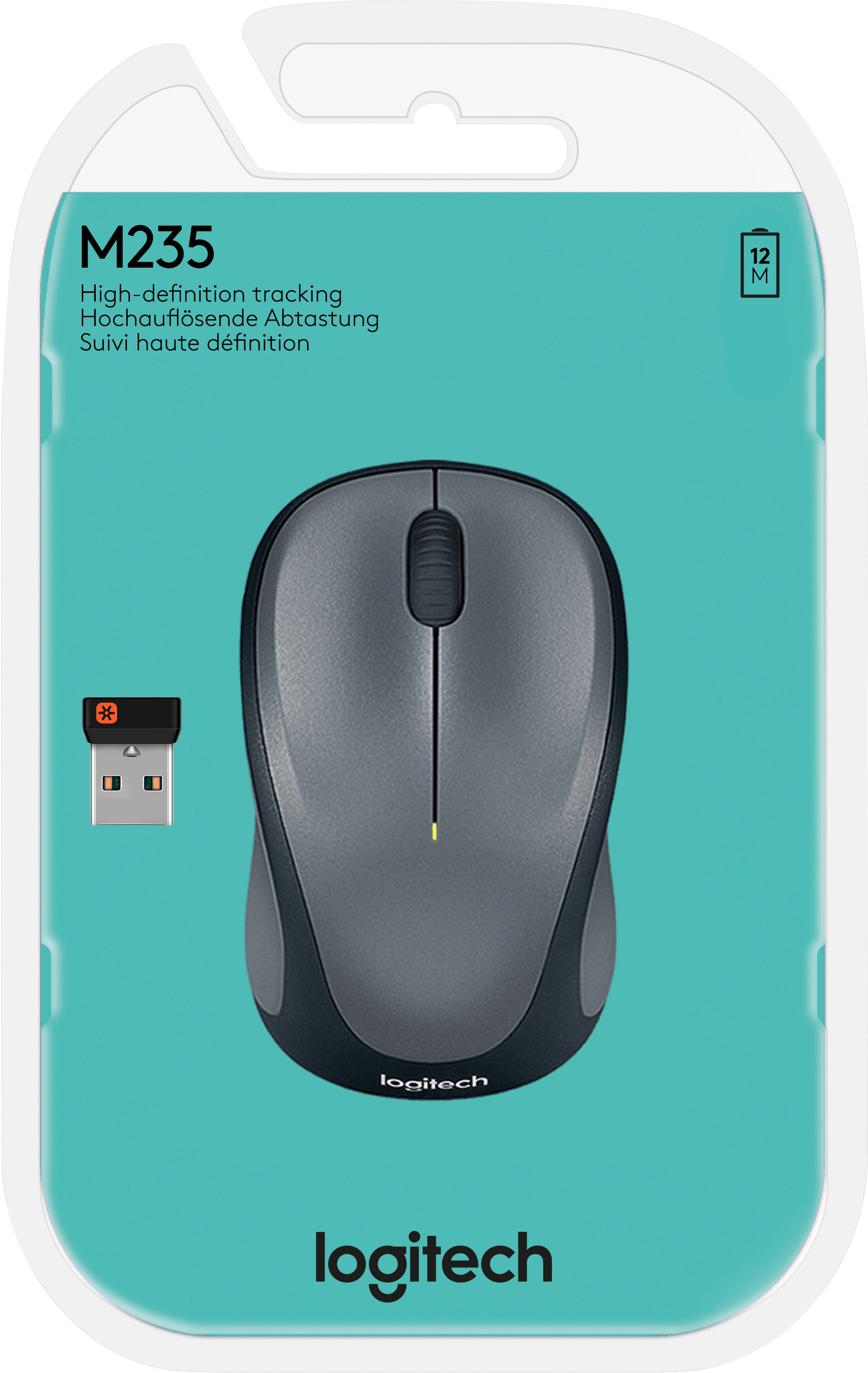 LOGITECH Maus M235, Wireless, grau