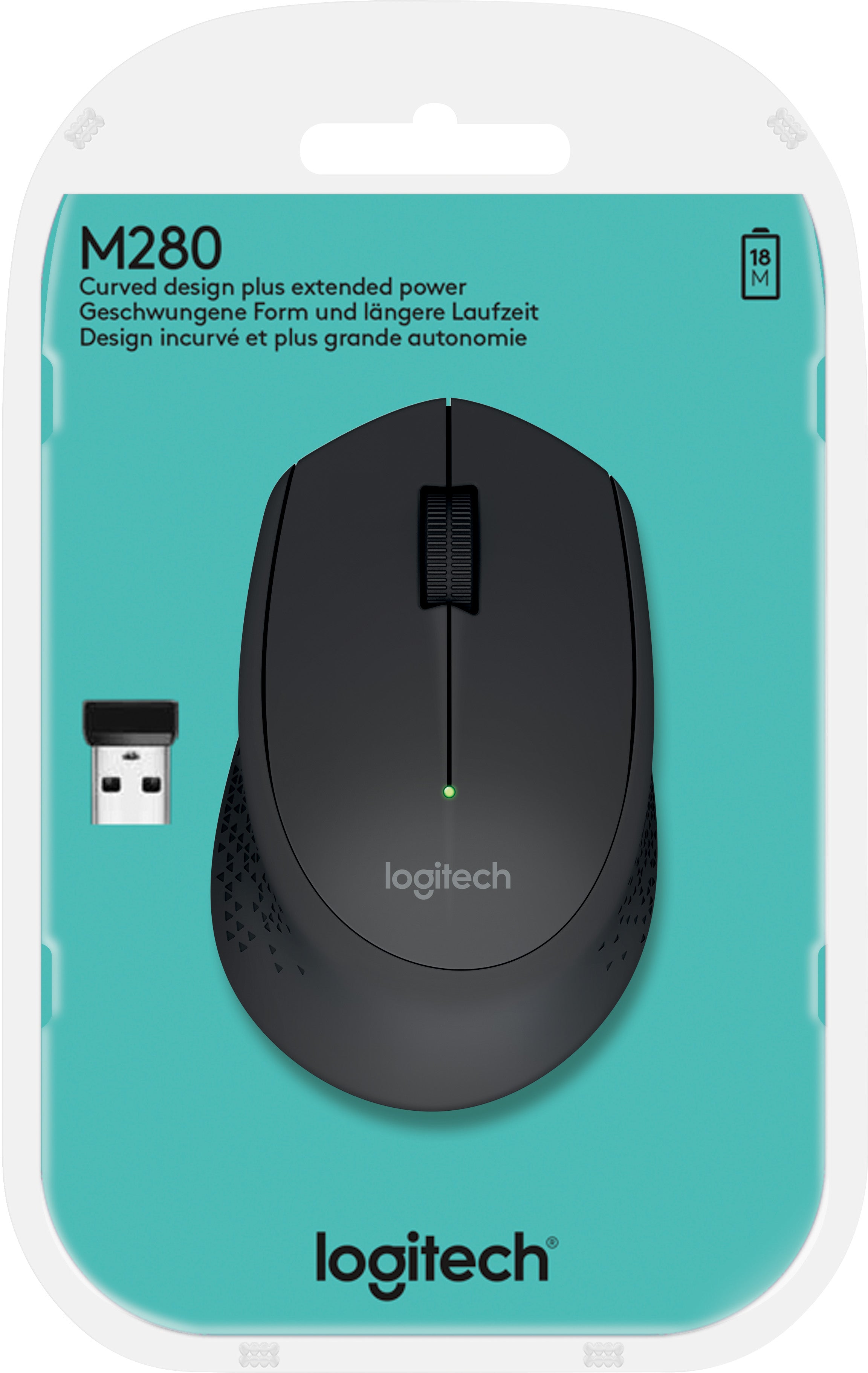 LOGITECH Maus M280, Wireless, schwarz