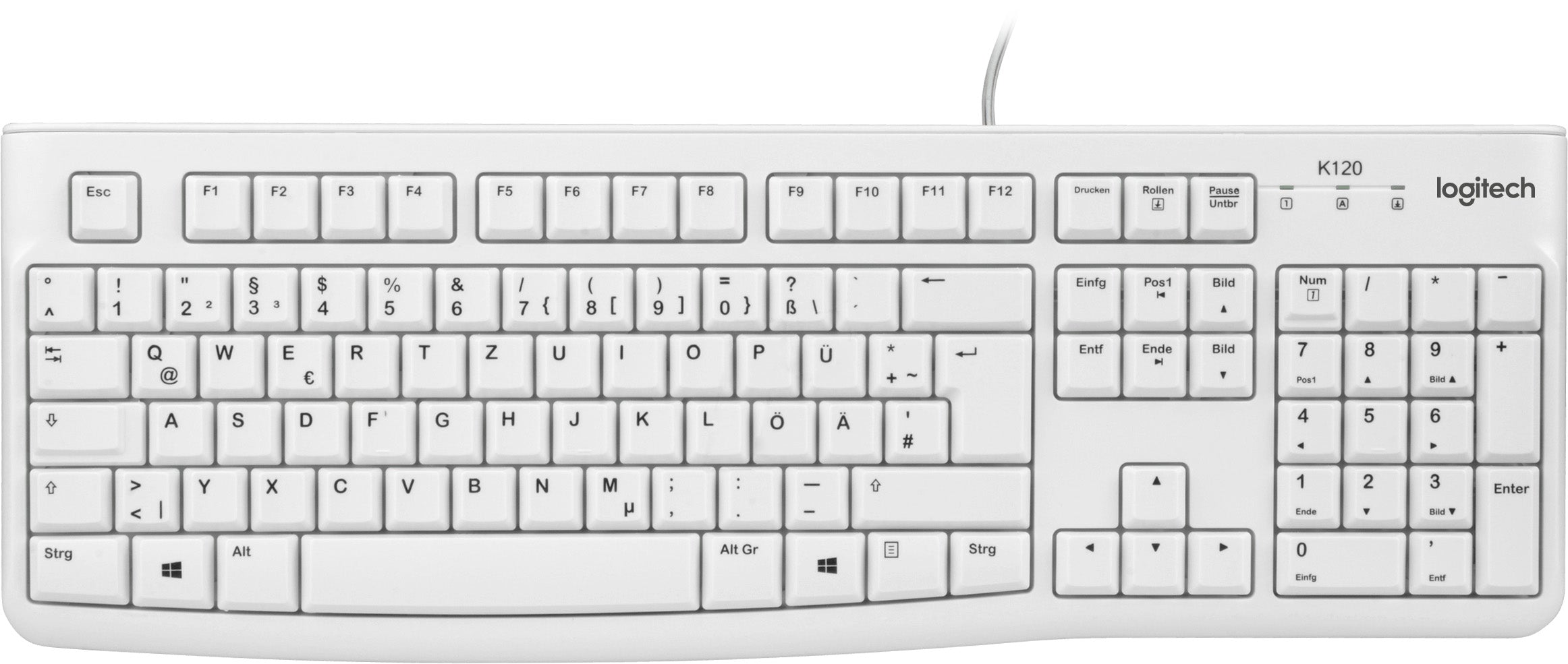 LOGITECH Tastatur K120, USB, weiss