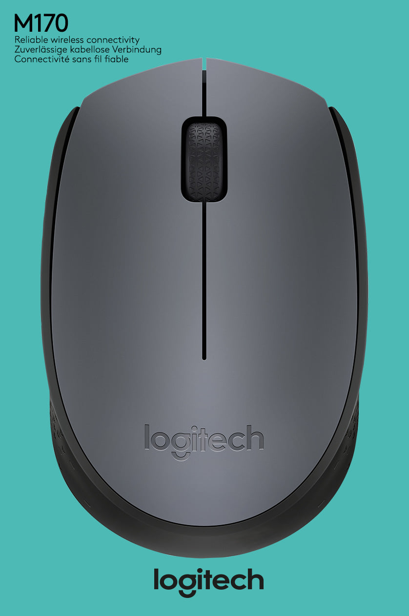 LOGITECH Maus M170, Wireless, grau