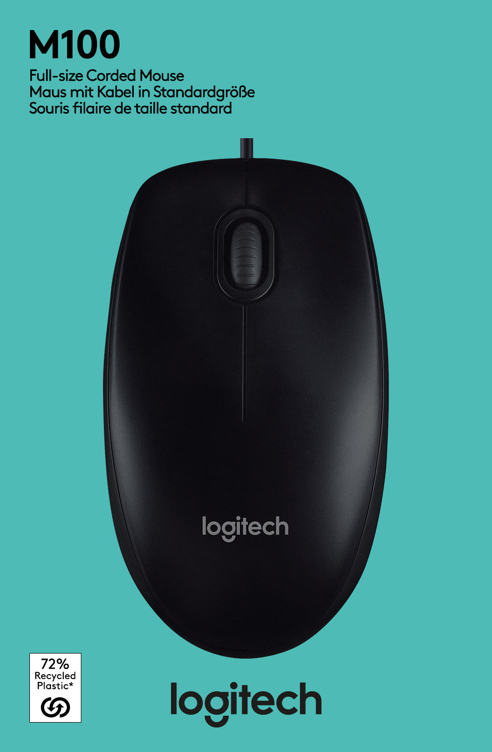 LOGITECH Maus M100, USB, schwarz