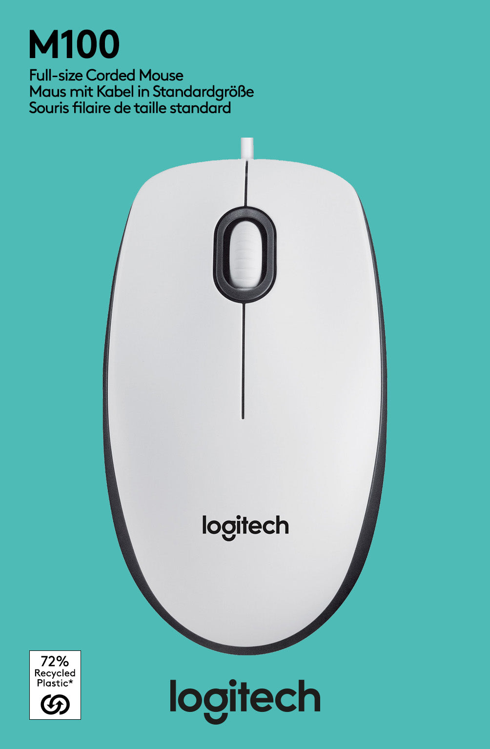 LOGITECH Maus M100, USB, weiss