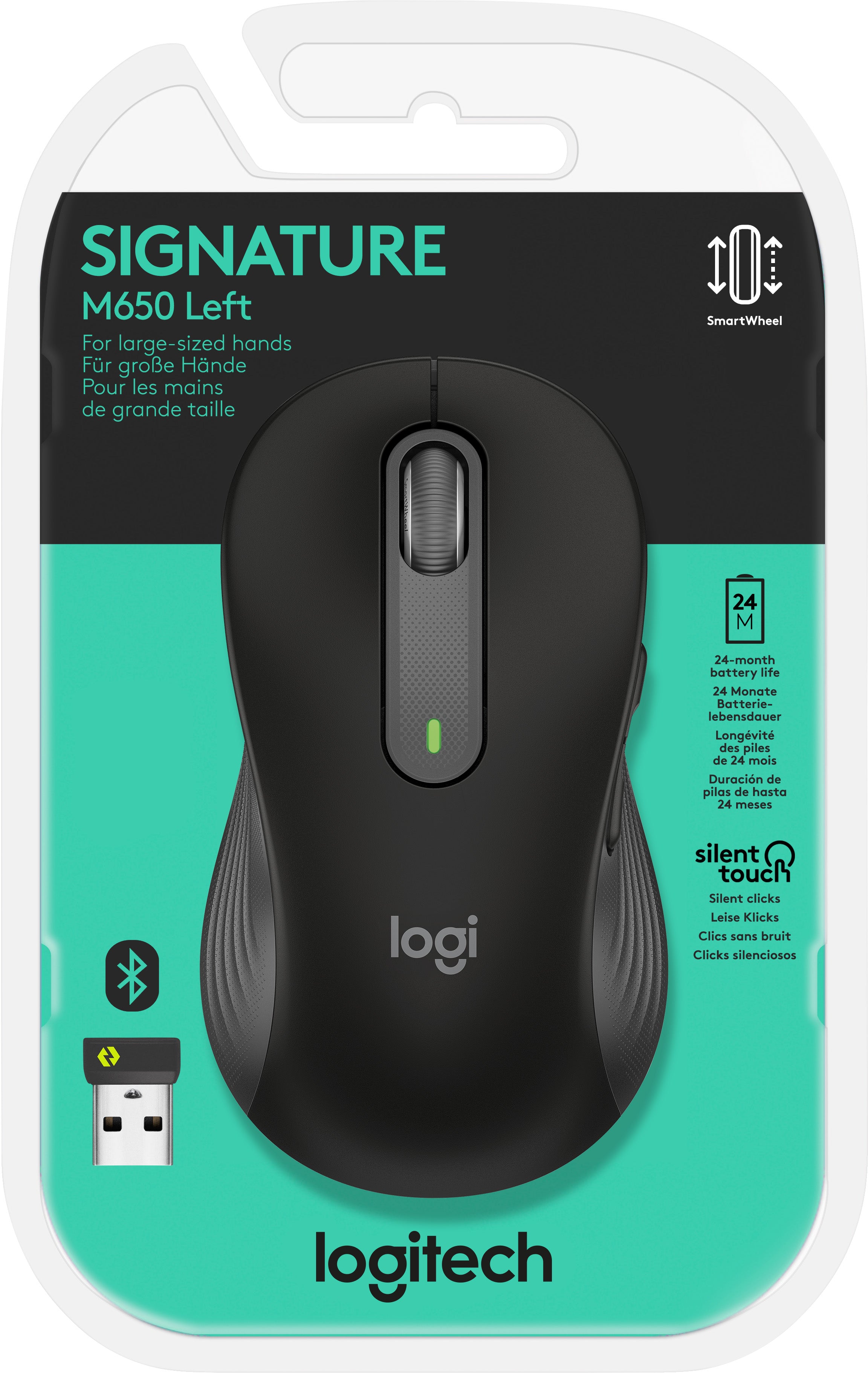 LOGITECH Maus M650 L, Signature, Wireless, Bluetooth, grafit