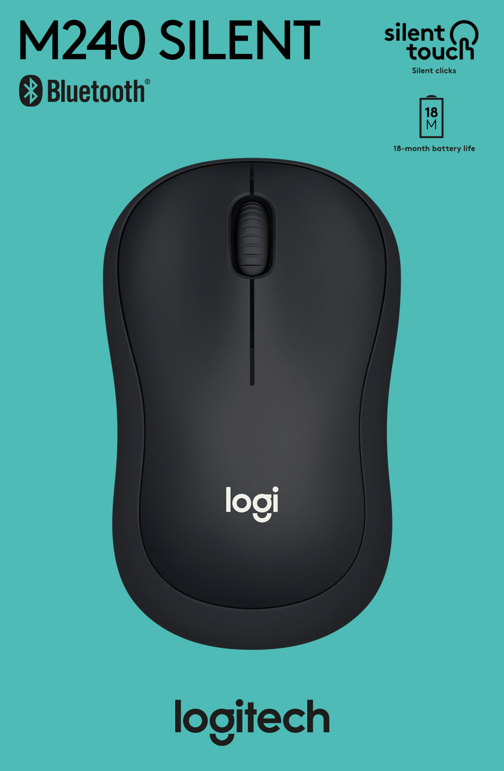 LOGITECH Maus M240, Silent, Wireless, Bluetooth, grafit