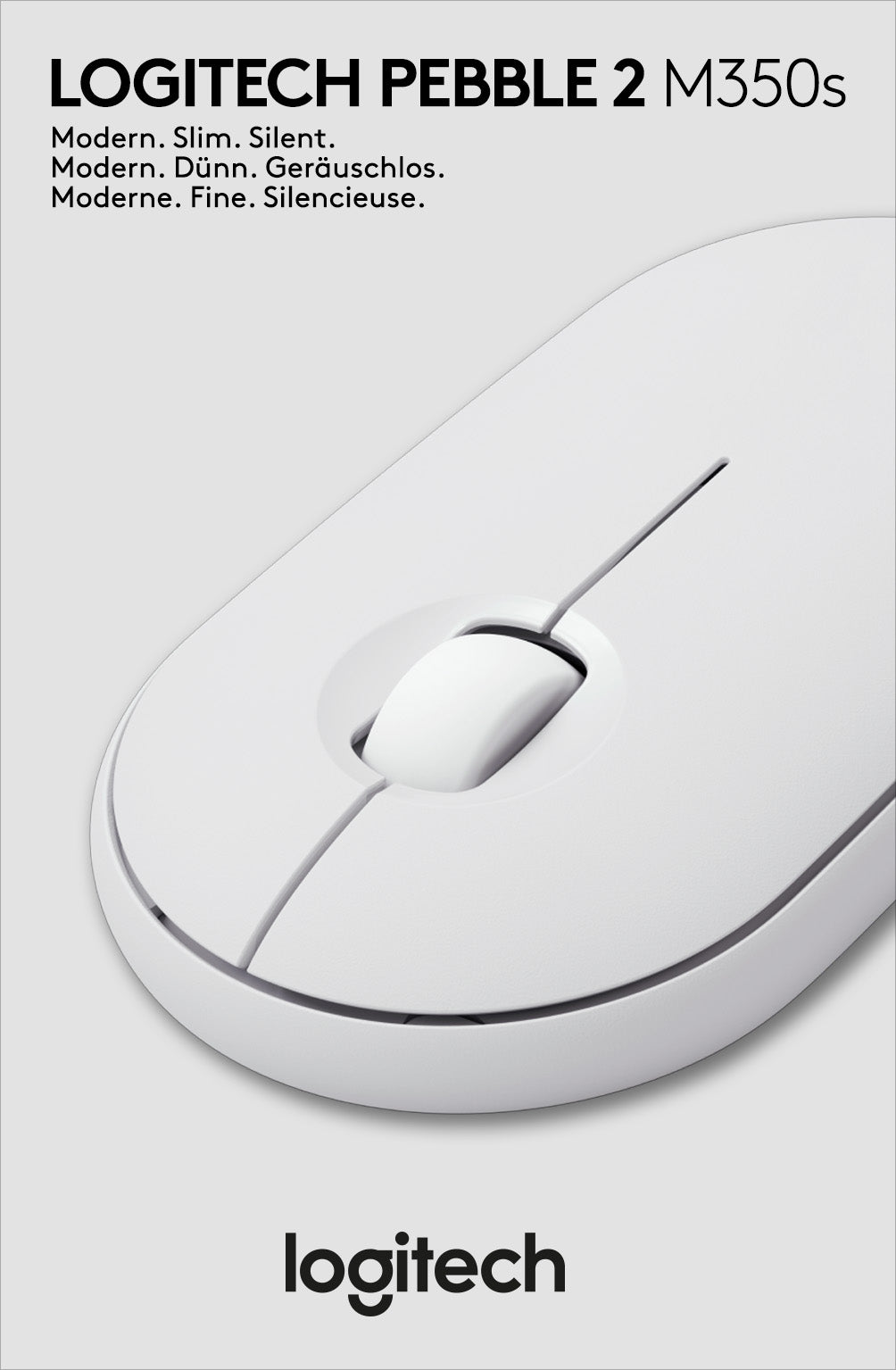 LOGITECH Maus M350s, Pebble 2, Wireless, Bluetooth, weiss