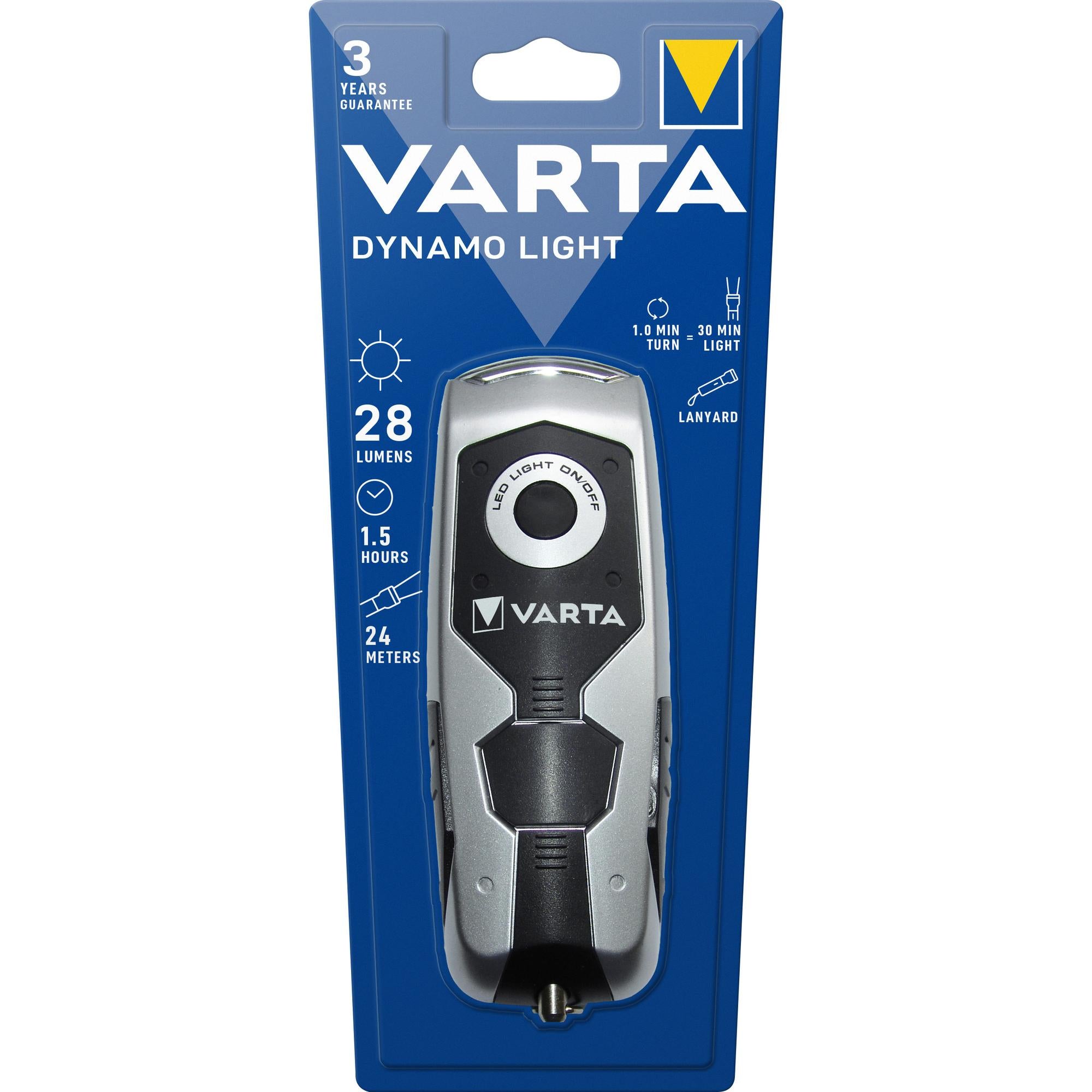 VARTA LED Taschenlampe Power Line Dynamo Light, 28lm, inkl. Lith-Ionen Akku, Retail Blister