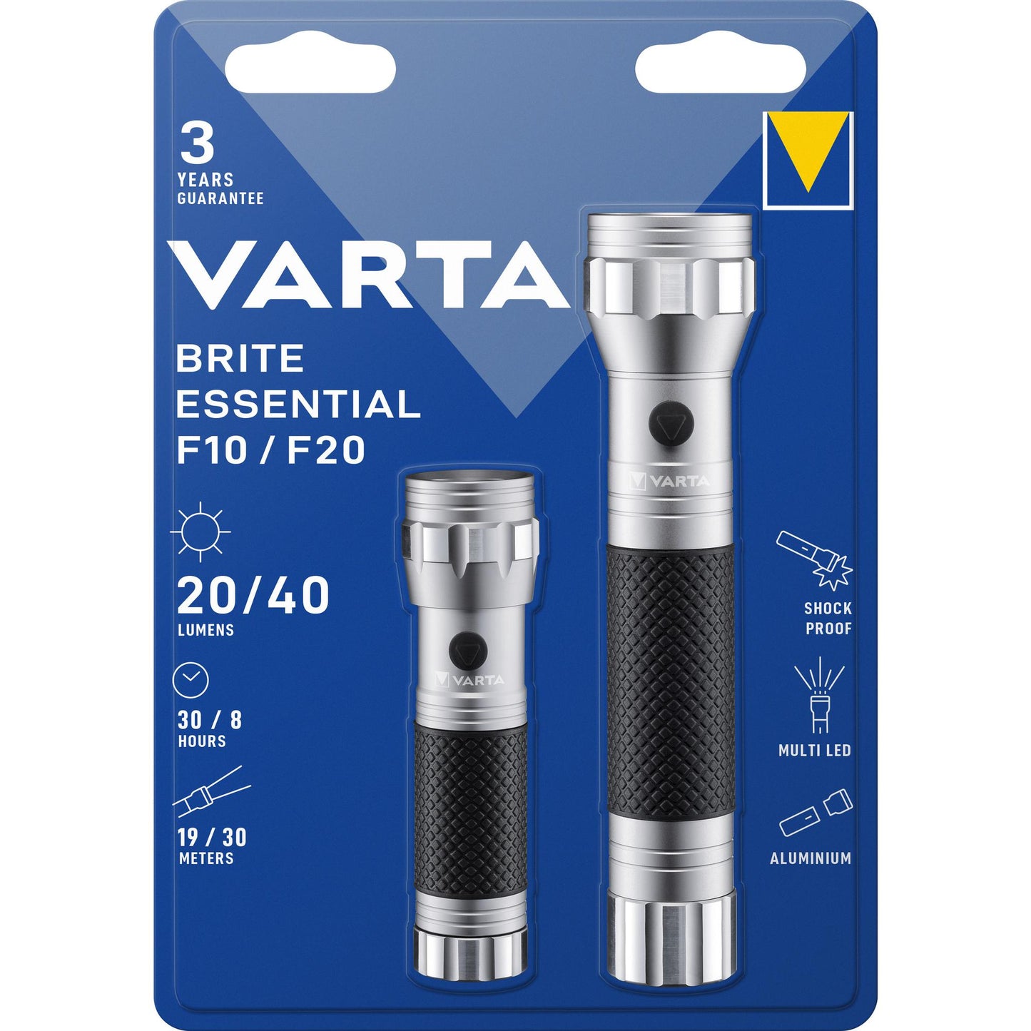 VARTA LED Taschenlampe Brite Essential F10, 20lm exkl. 3x Batterie Micro AAA, Retail Blister