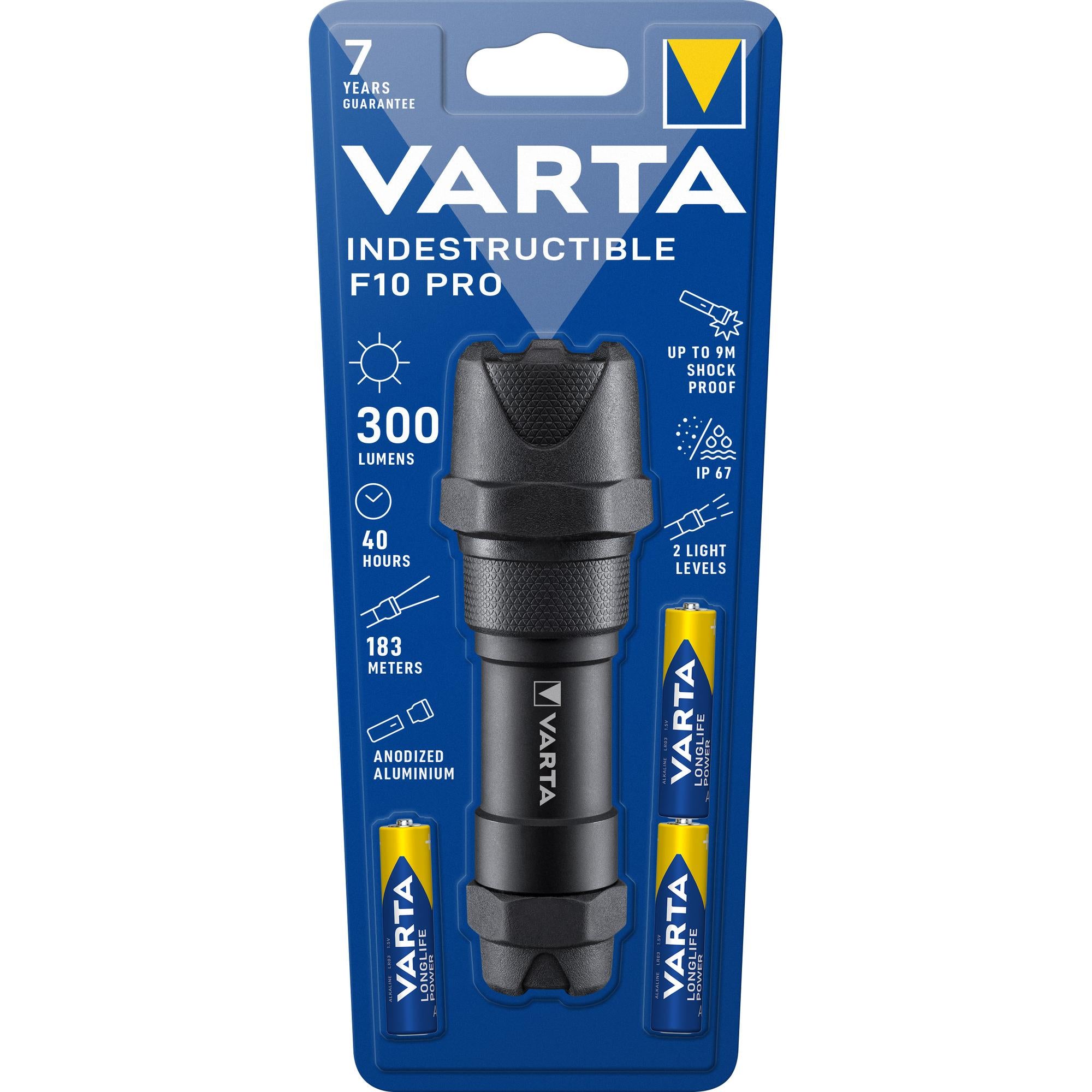 VARTA LED Taschenlampe Professional Line Indestructible, 300lm inkl. 3x AAA Alkaline Batterie Retail Blister