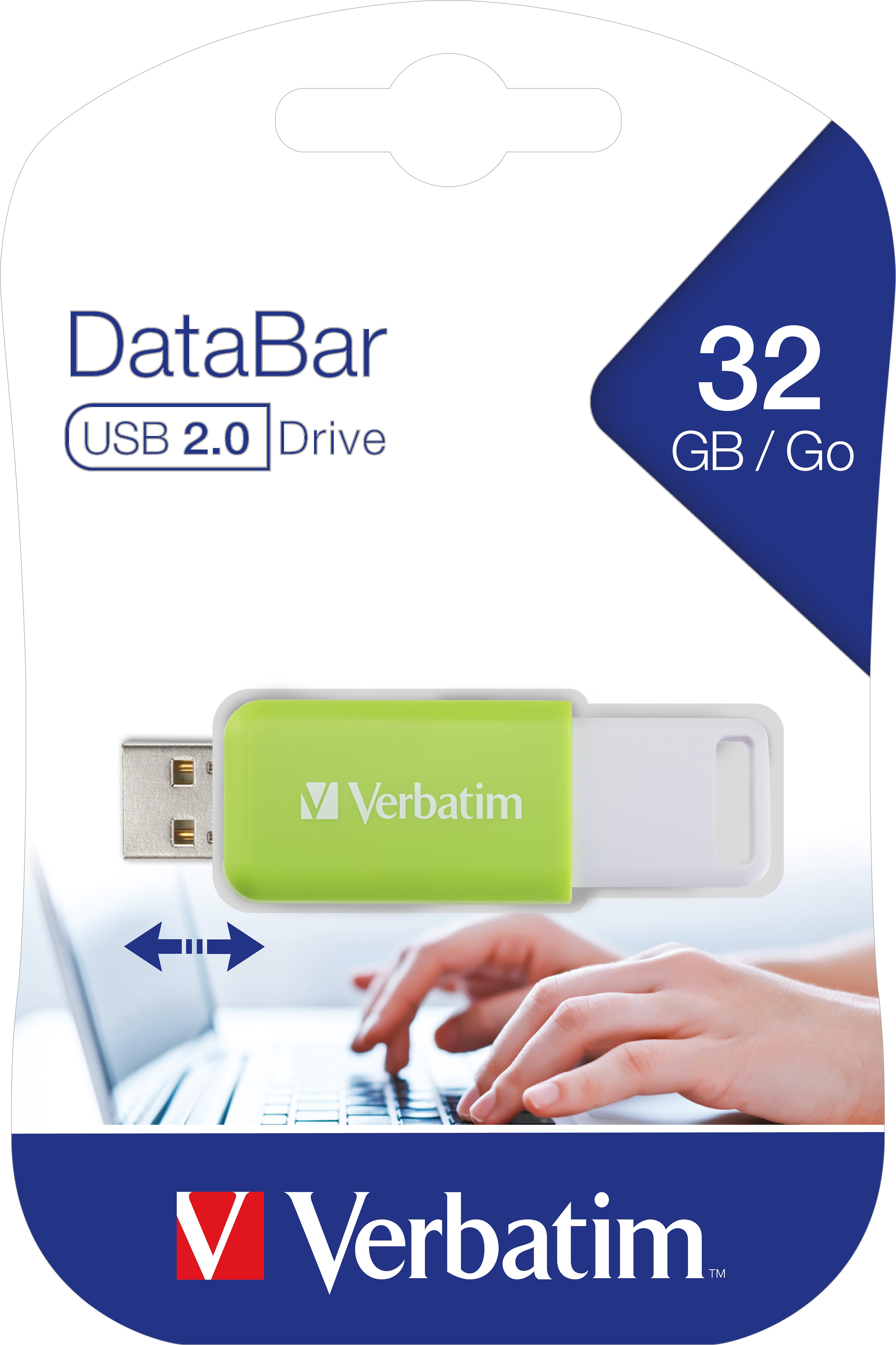 VERBATIM USB 2.0 Stick 32GB, DataBar, grün