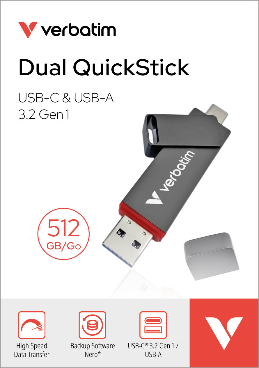 VERBATIM USB 3.2 Stick 512GB, Dual, QuickStick