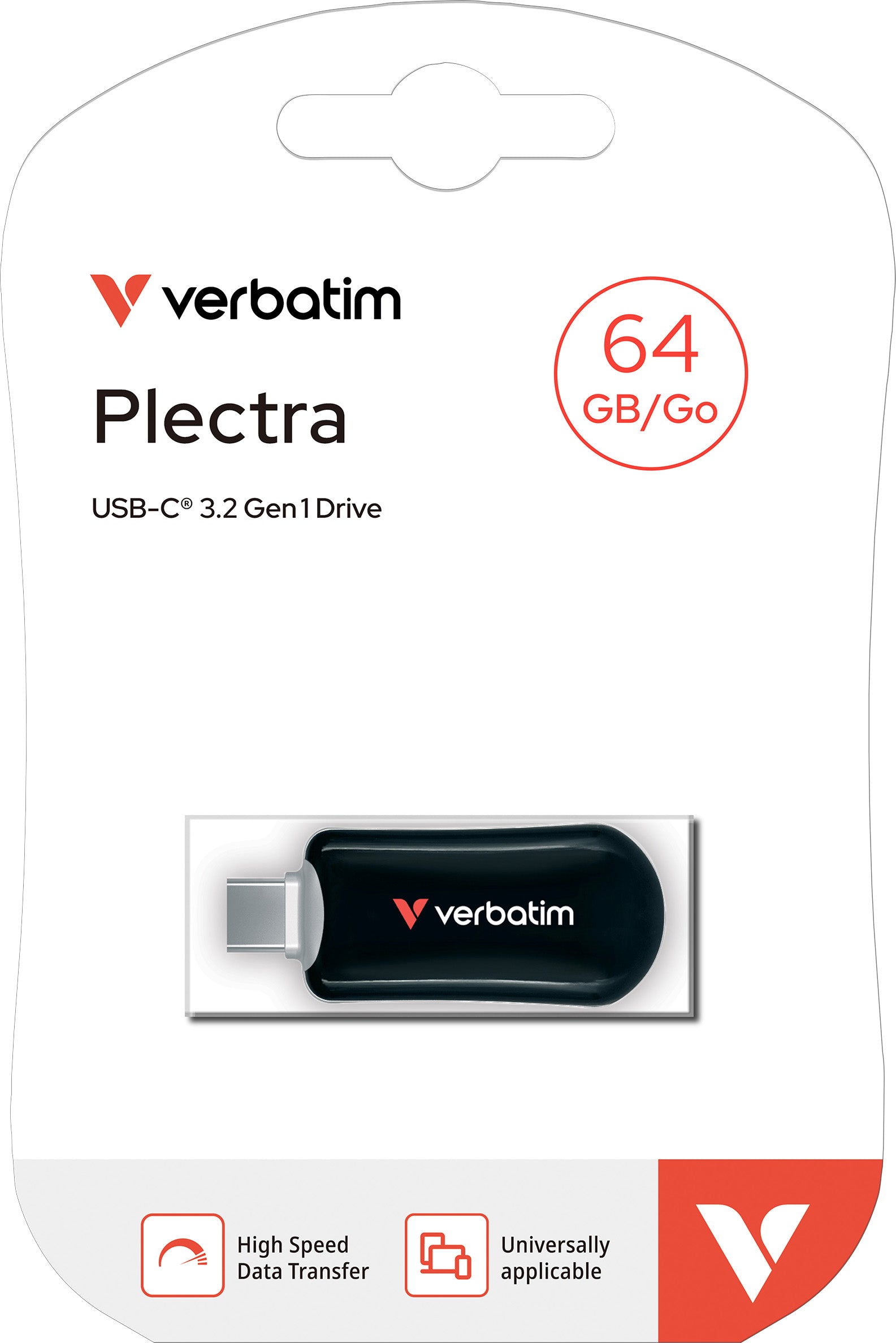 VERBATIM USB 3.2 Stick 64GB, Plectra, schwarz