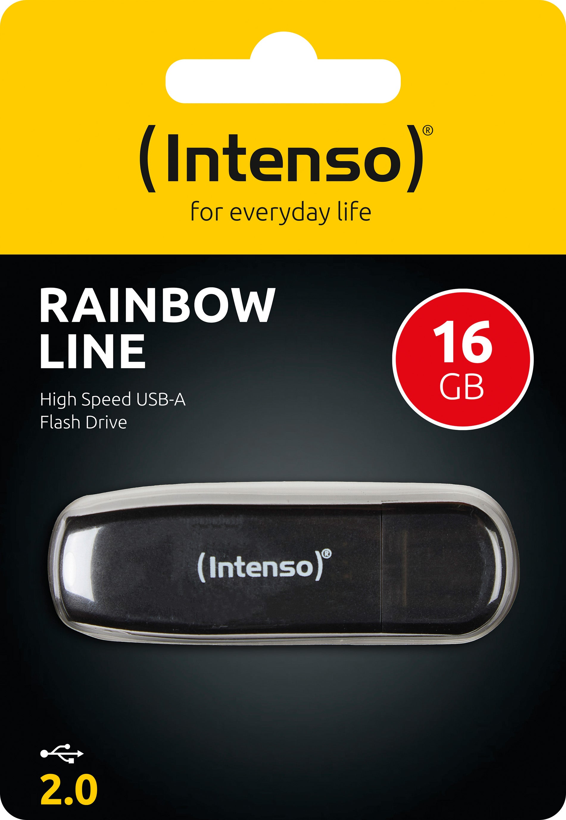 INTENSO USB 2.0 Stick 16GB, Rainbow Line, schwarz