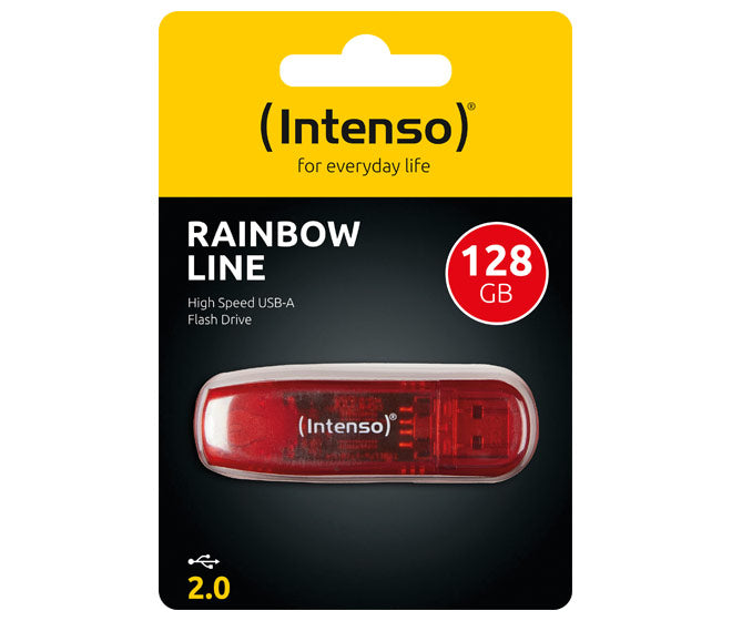 INTENSO USB 2.0 Stick 128GB, Rainbow Line, rot