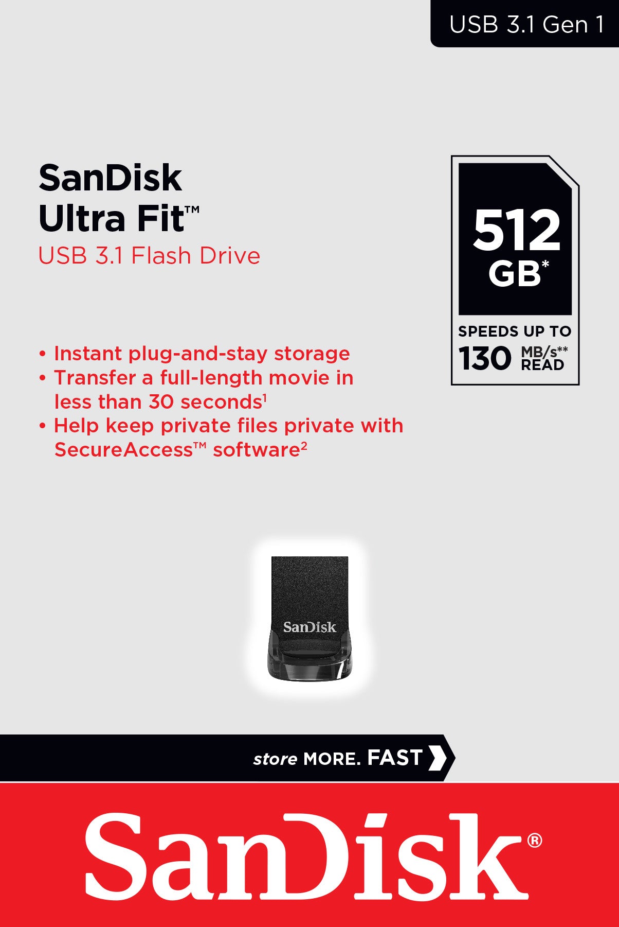 SANDISK USB 3.1 Stick 512GB, Ultra Fit