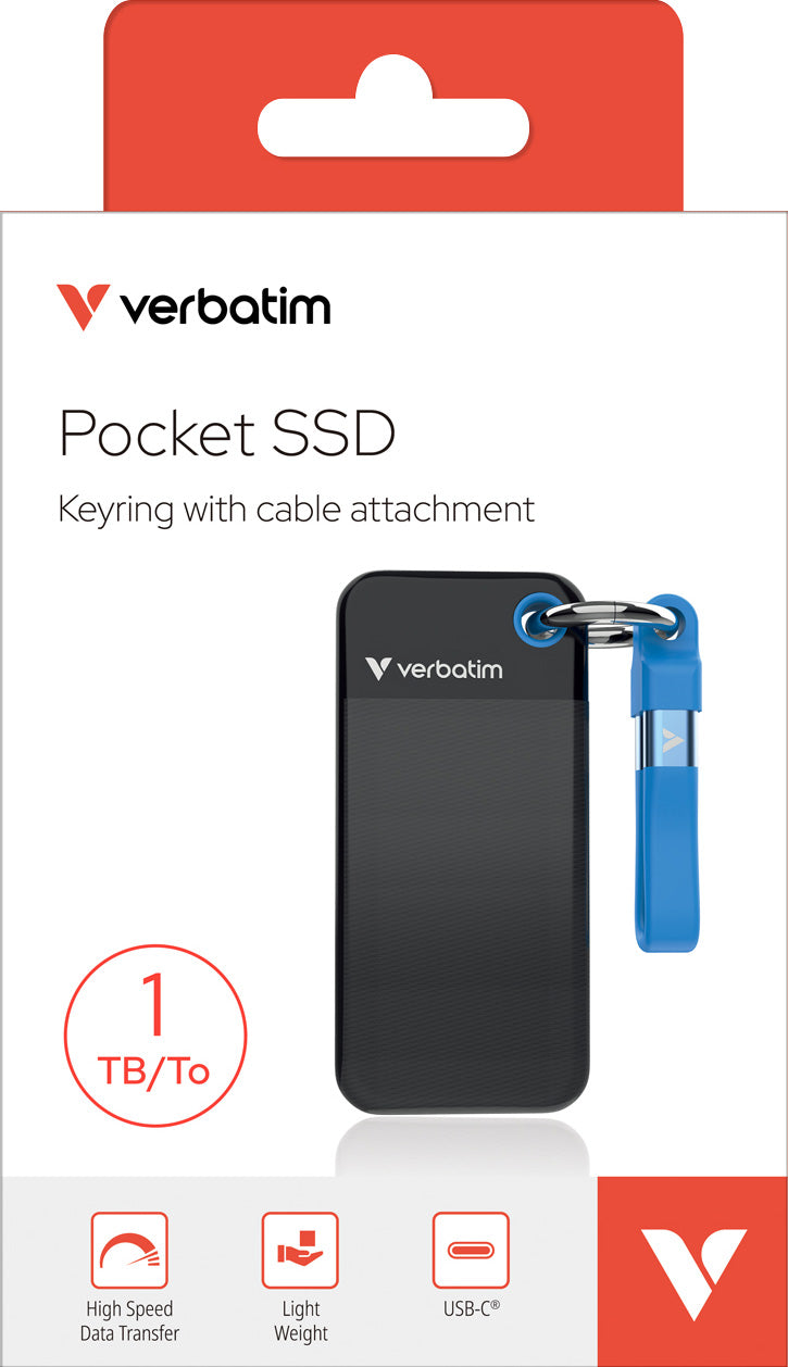 VERBATIM SSD 1TB, USB 3.2, Typ-C, Pocket, schwarz-blau