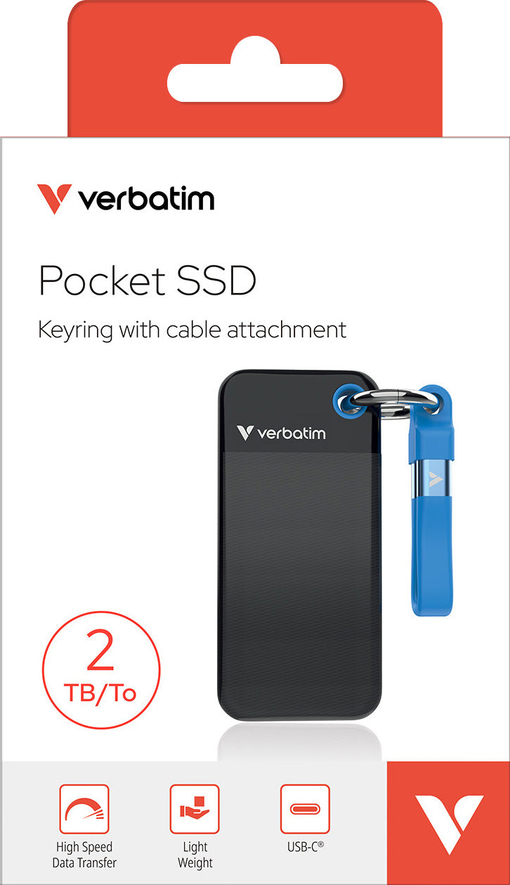 VERBATIM SSD 2TB, USB 3.2, Typ-C, Pocket, schwarz-blau