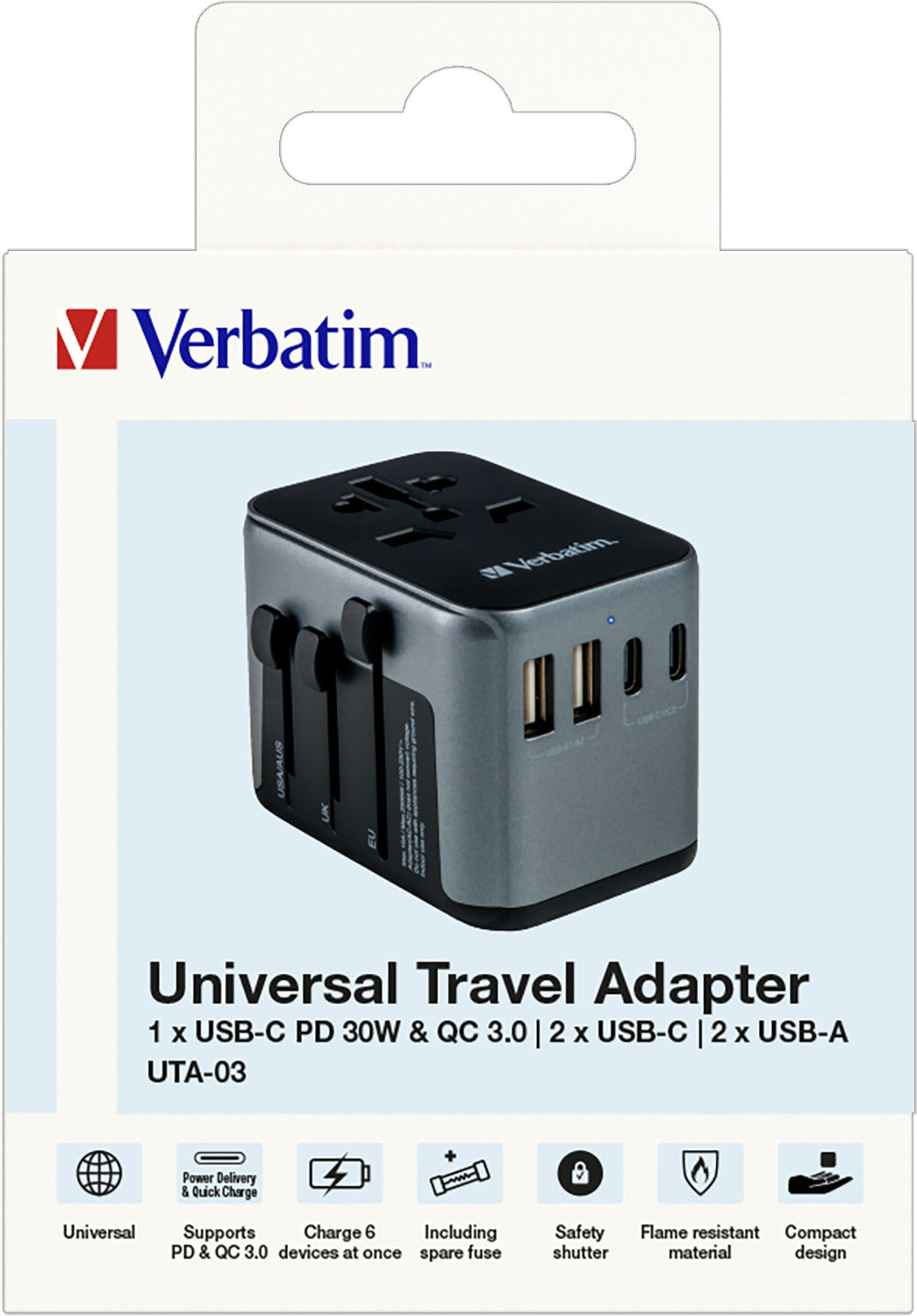 VERBATIM Ladeadapter, Universal Travel, UTA-03, 30W