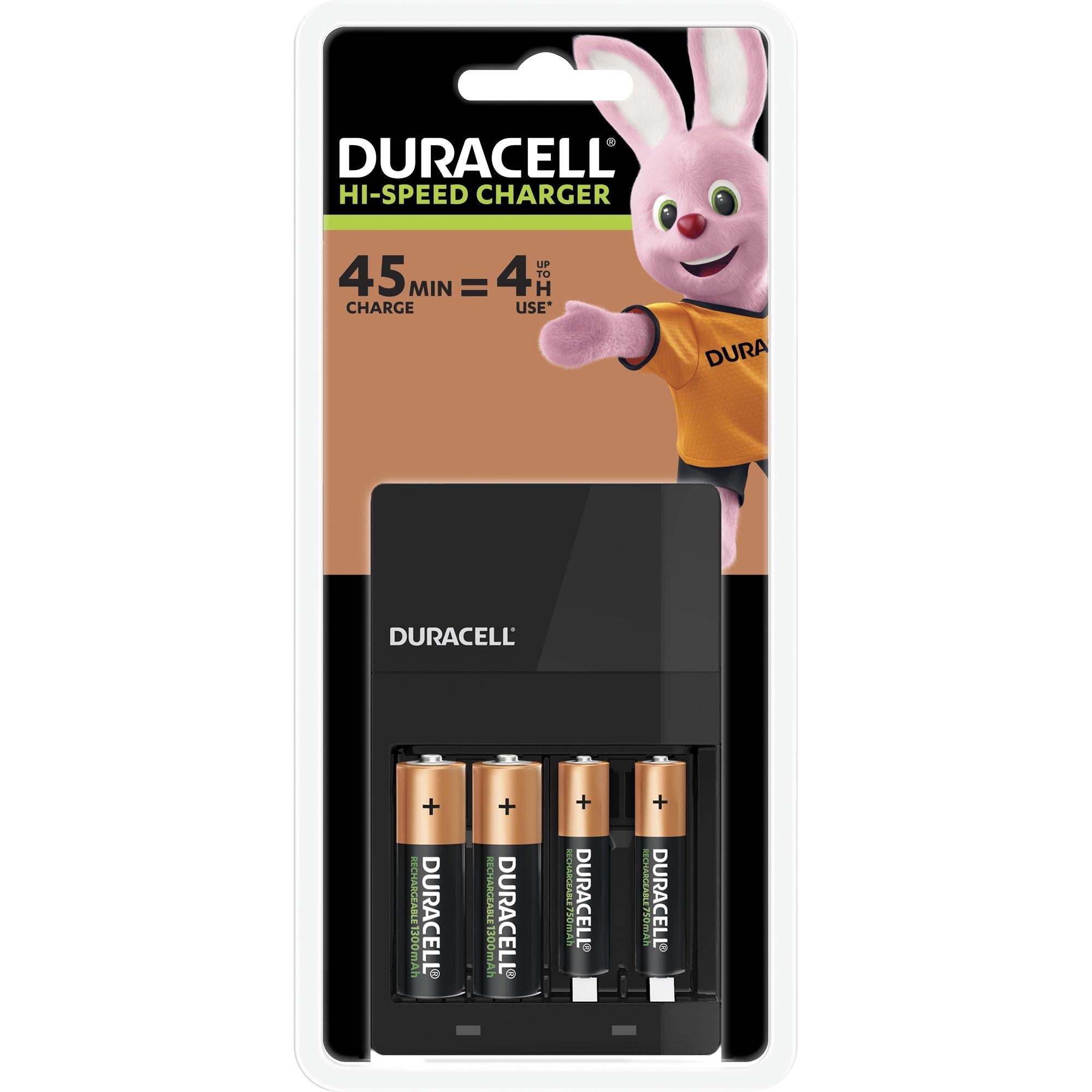 DURACELL NiMH Universal Ladegerät CEF14 inkl. je 2x AA Mignon Akkus und AAA Micro Akkus, Retail