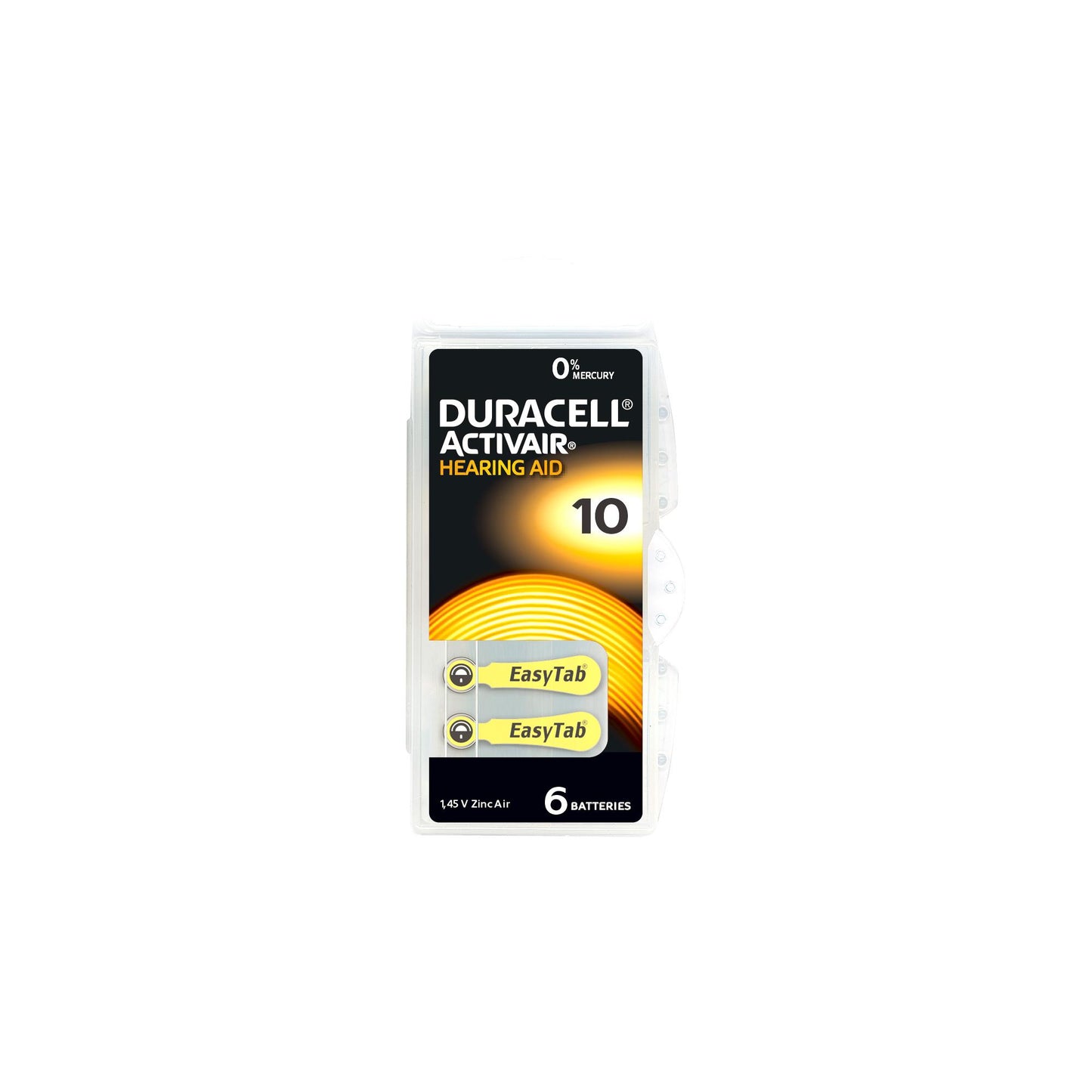 DURACELL Batterie Zinc Air 10, 1.45V Activair, Retail Blister (6-Pack)