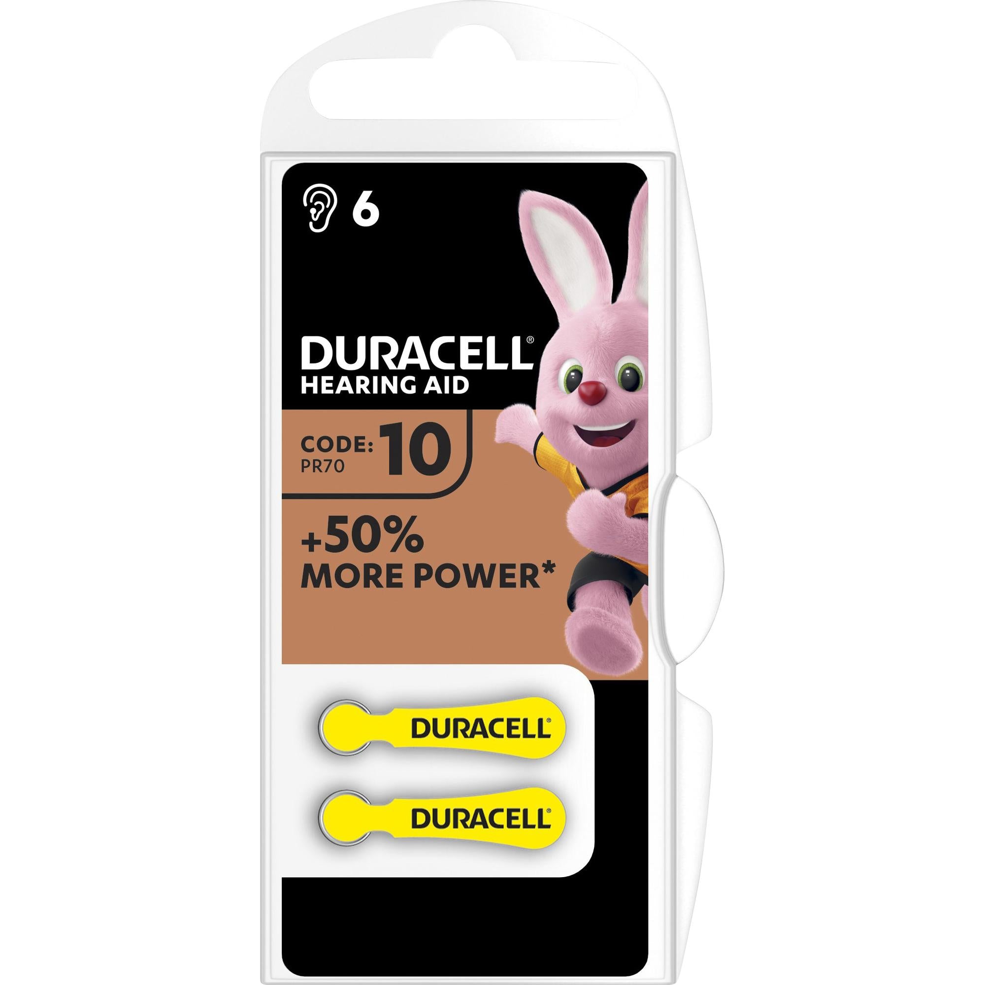 DURACELL Batterie Zinc Air 10, 1.4V Easy Tab, Retail Blister (6-Pack)