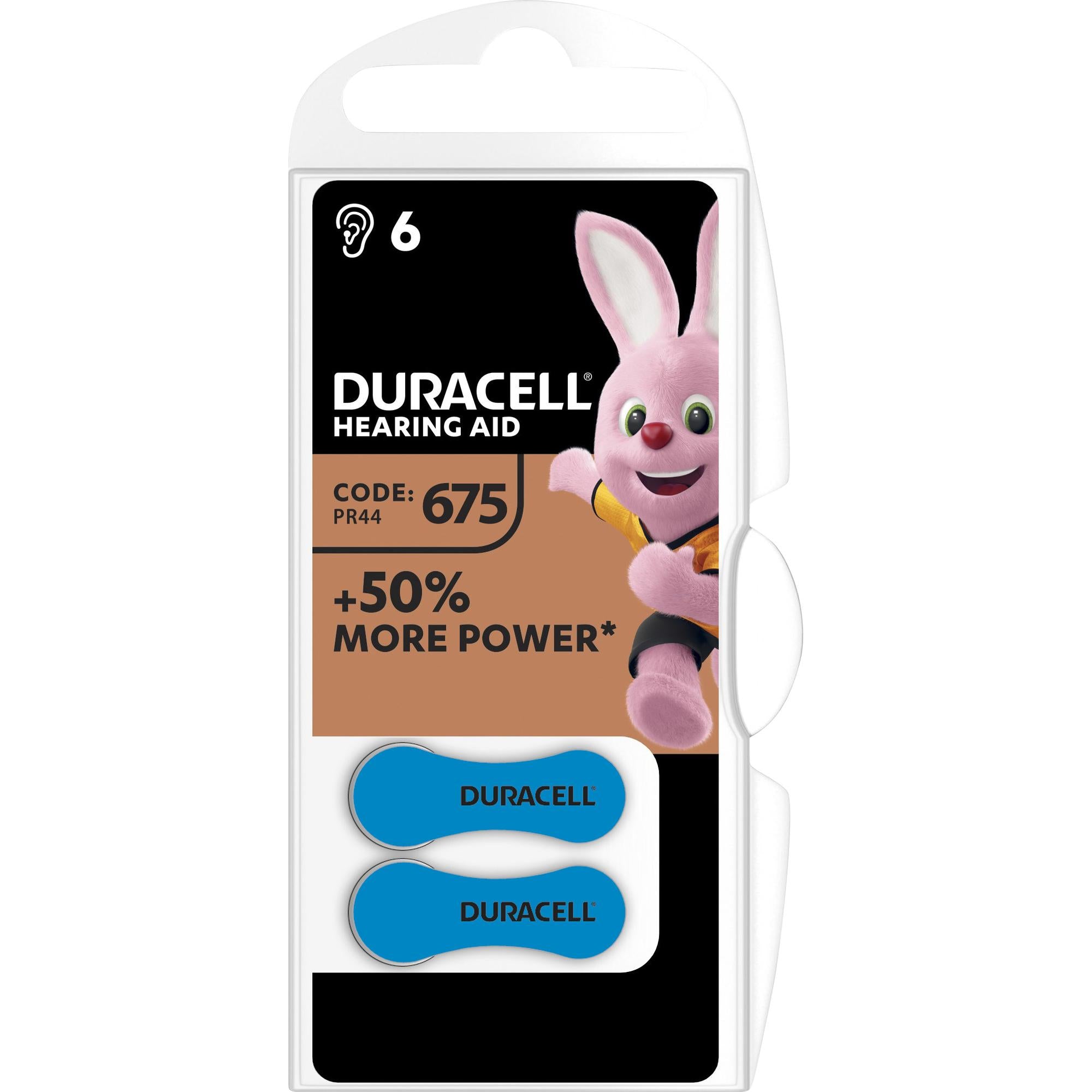 DURACELL Batterie Zinc Air 675, 1.4V Easy Tab, Retail Blister (6-Pack)
